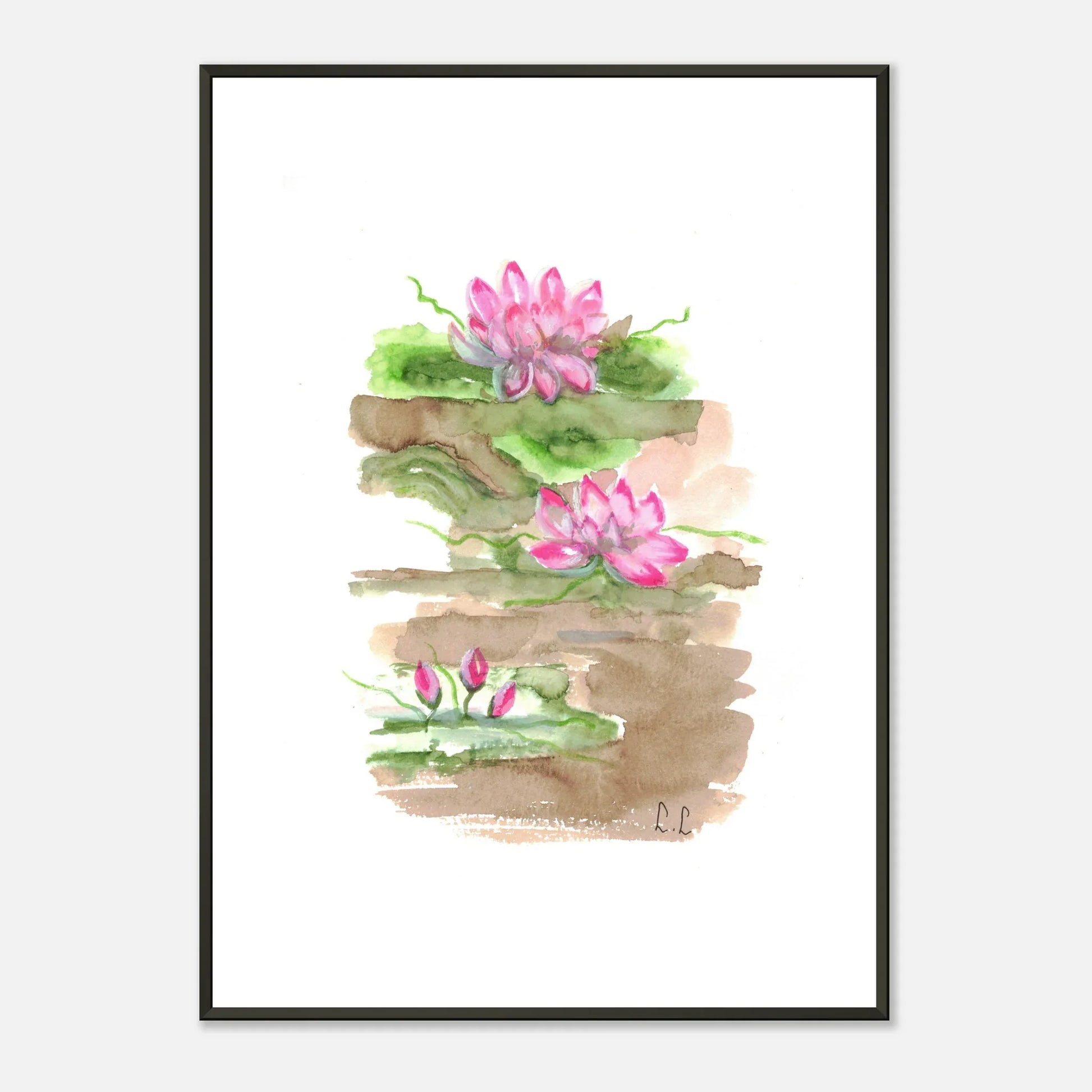 Classic Semi-Glossy Paper Metal Framed Poster Terrasses de lotus - Laure Leprince - Artiste Peintre