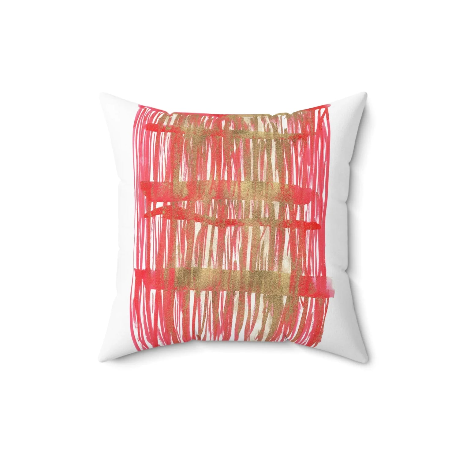 Square Throw Pillow Red Waves — Minimal Brushstroke Accent - Laure Leprince - Artiste Peintre