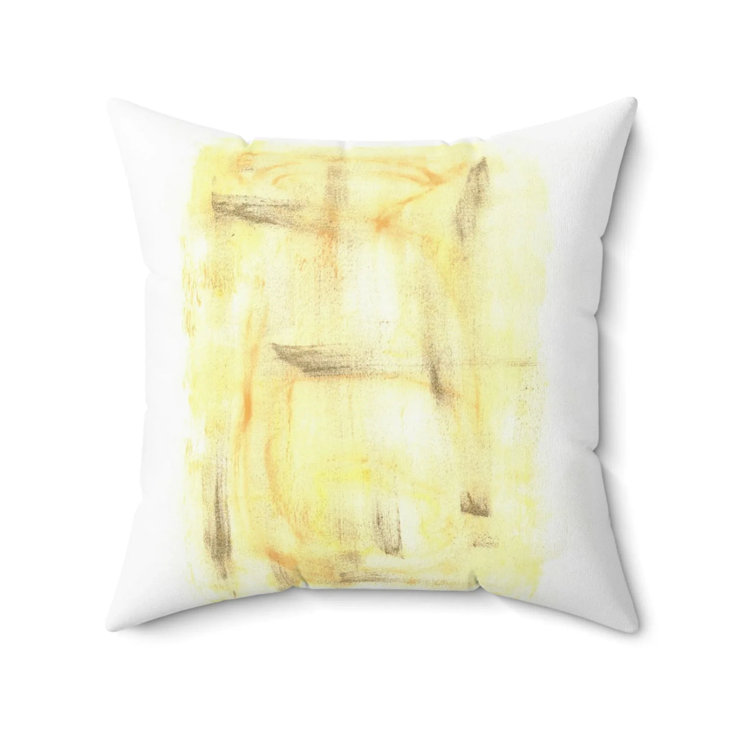 Square Throw Pillow Golden Haze — Minimal Brushstroke Accent - Laure Leprince - Artiste Peintre