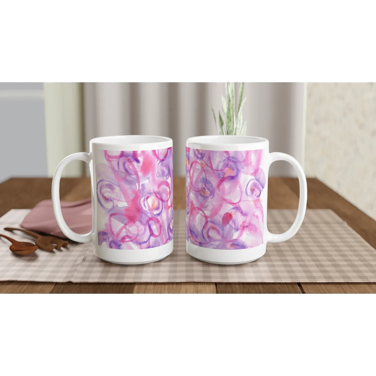 Mug en céramique blanche 44 cl Floraison Intime Grand format, design et qualité durable - Laure Leprince - Artiste Peintre