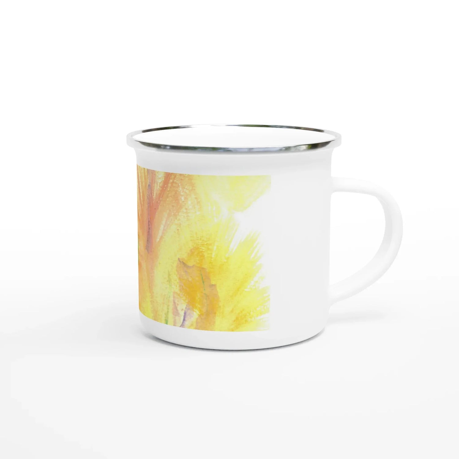 Mug en émail blanc 35 cl Sun Whisper – Léger, vintage et résistant - Laure Leprince - Artiste Peintre