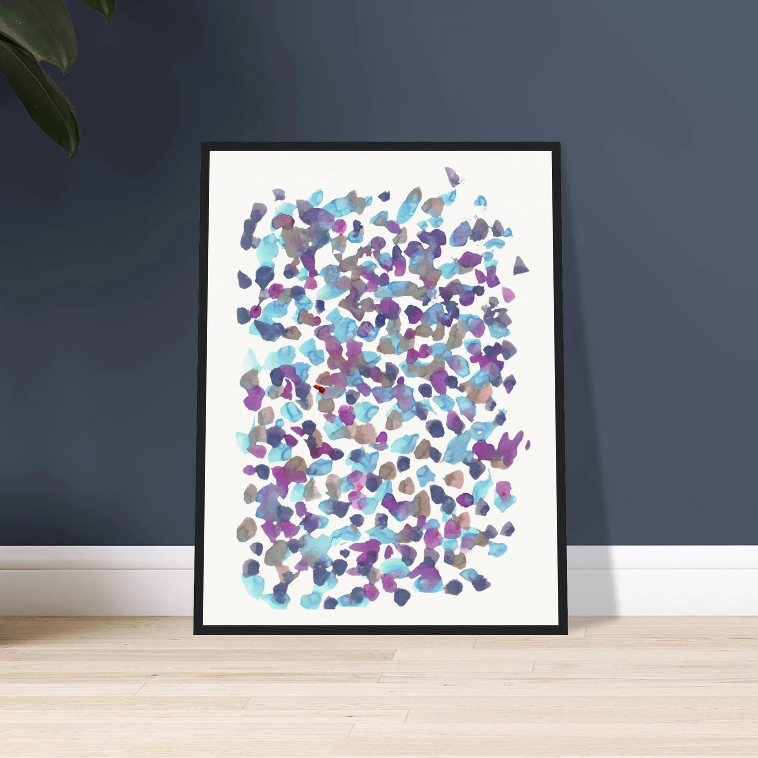 Museum-Quality Matte Paper Wooden Framed Poster Fragments Indigo - Laure Leprince - Artiste Peintre