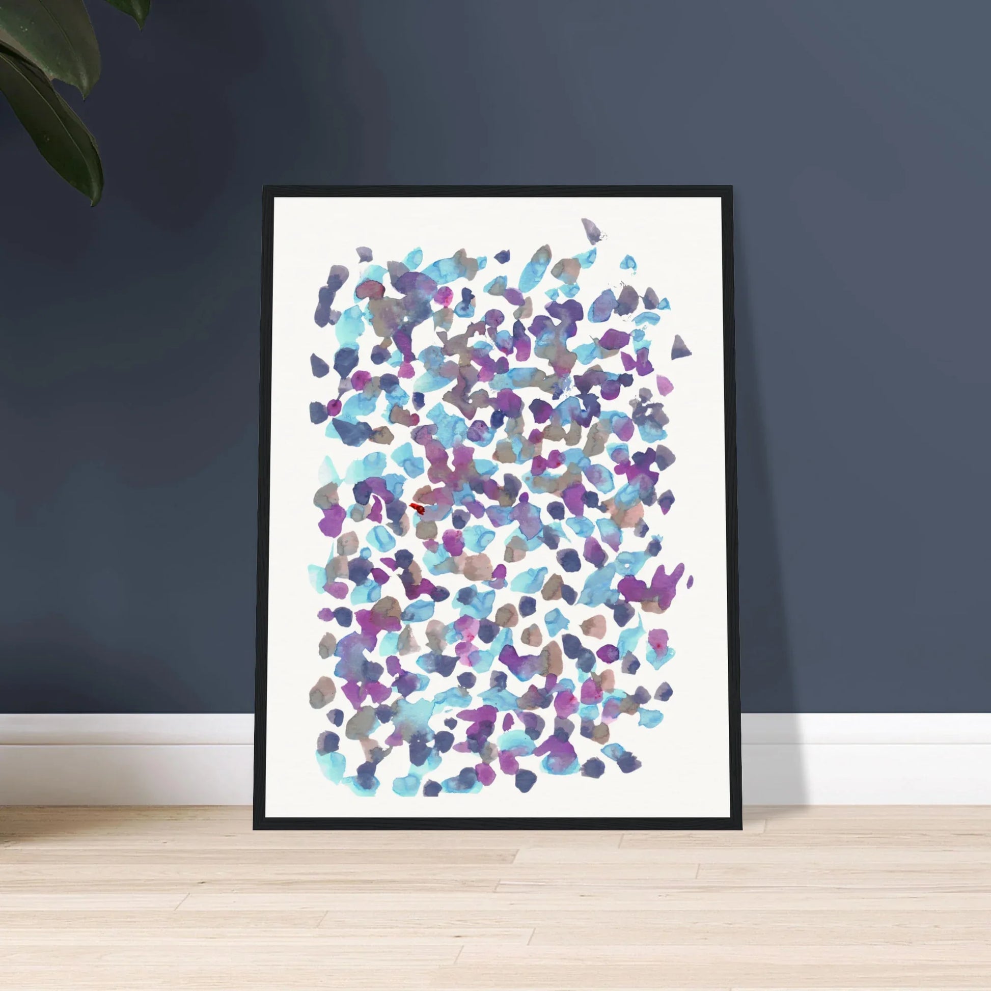 Museum-Quality Matte Paper Wooden Framed Poster Fragments Indigo - Laure Leprince - Artiste Peintre