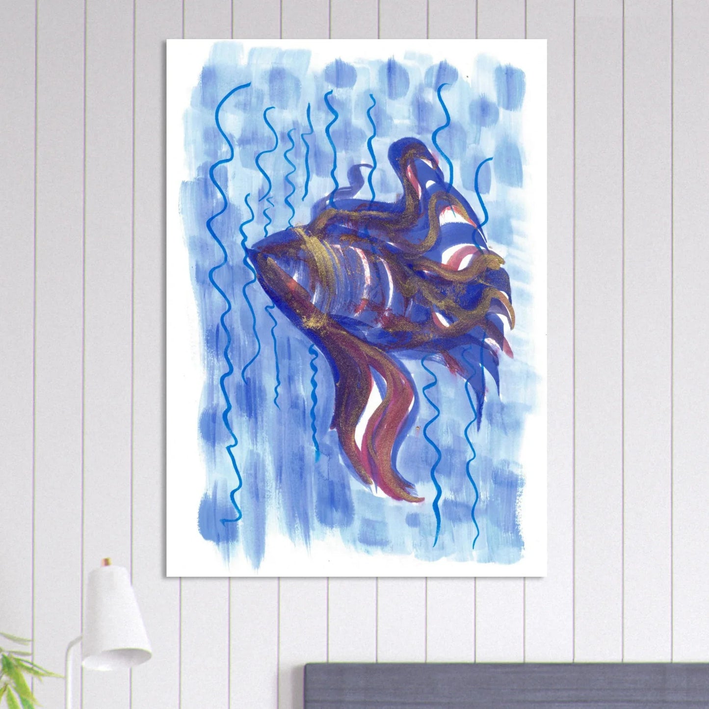 Affiche Abstract Ocean Depths Bleu Or - Poster Art Mural Premium Laure Leprince - Laure Leprince - Artiste Peintre