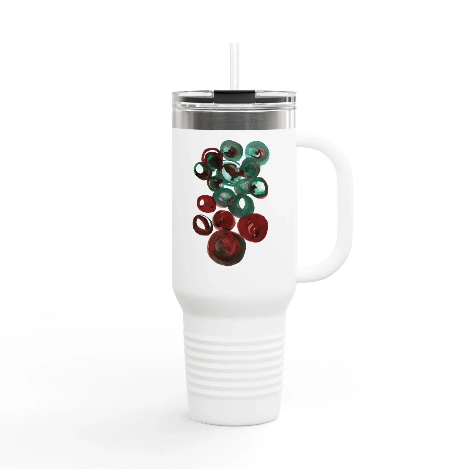 40oz Insulated Travel Mug – Resonance Emeraude Watercolor Design - Laure Leprince - Artiste Peintre
