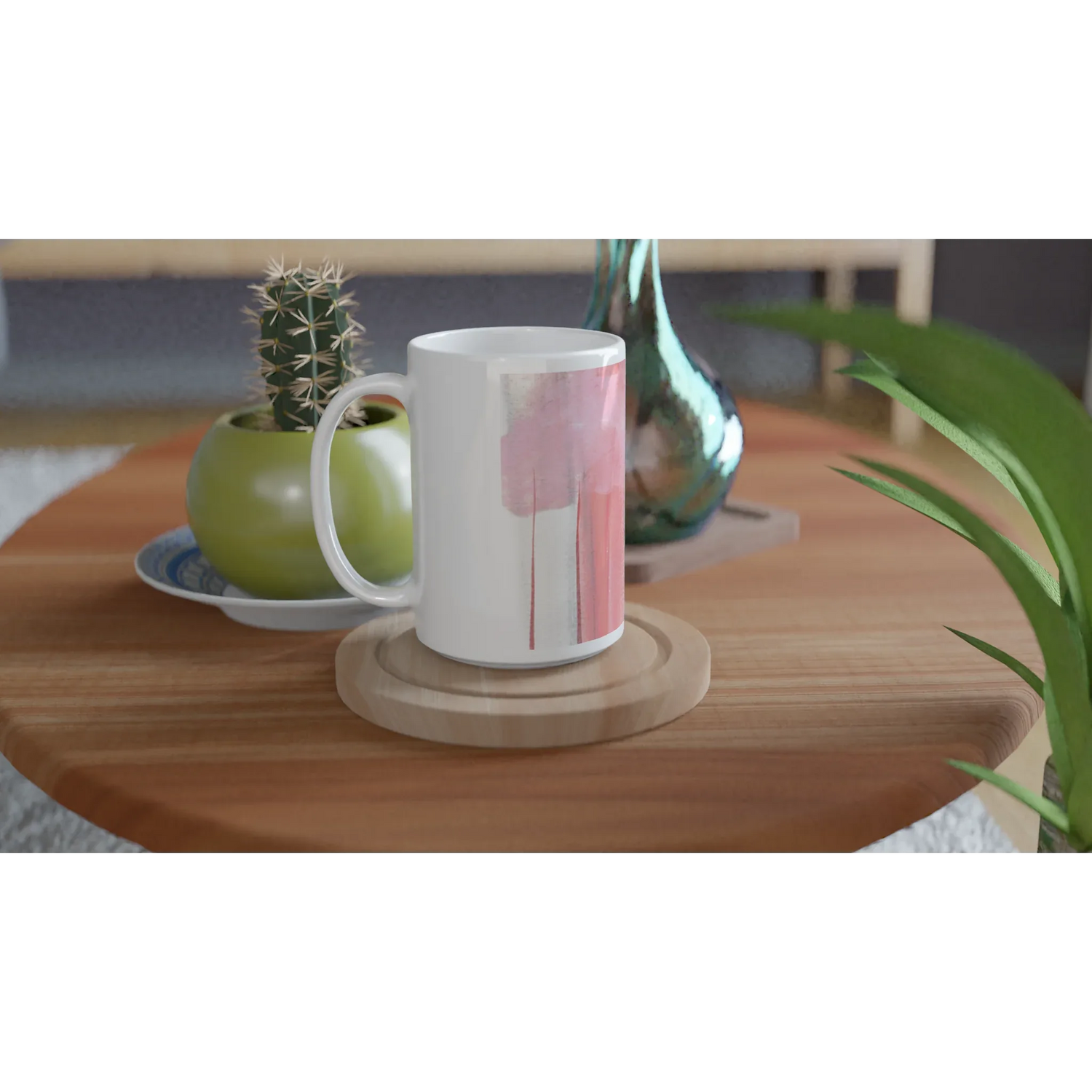 Mug en céramique blanche 44 cl Blush Cascade – Grand format, design et qualité durable - Laure Leprince - Artiste Peintre