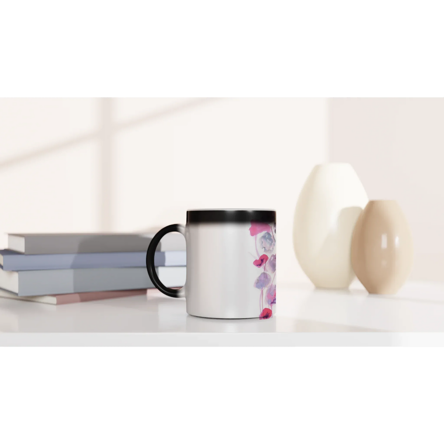 Mug magique en céramique 325 ml Jardin des Ombrelles – Révèlez votre motif à la chaleur - Laure Leprince - Artiste Peintre