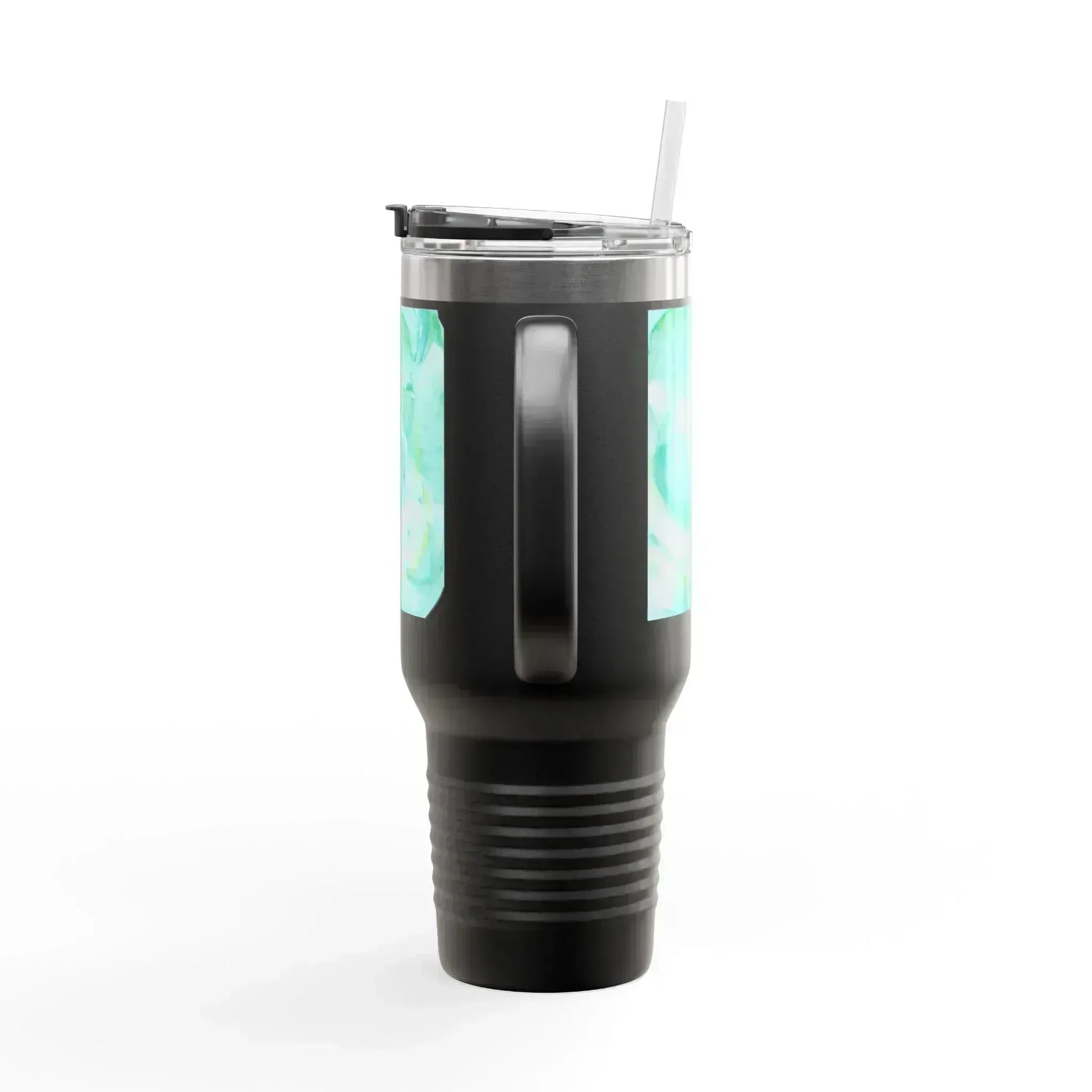 40oz Insulated Travel Mug – Aqua Bloom Watercolor Design - Laure Leprince - Artiste Peintre
