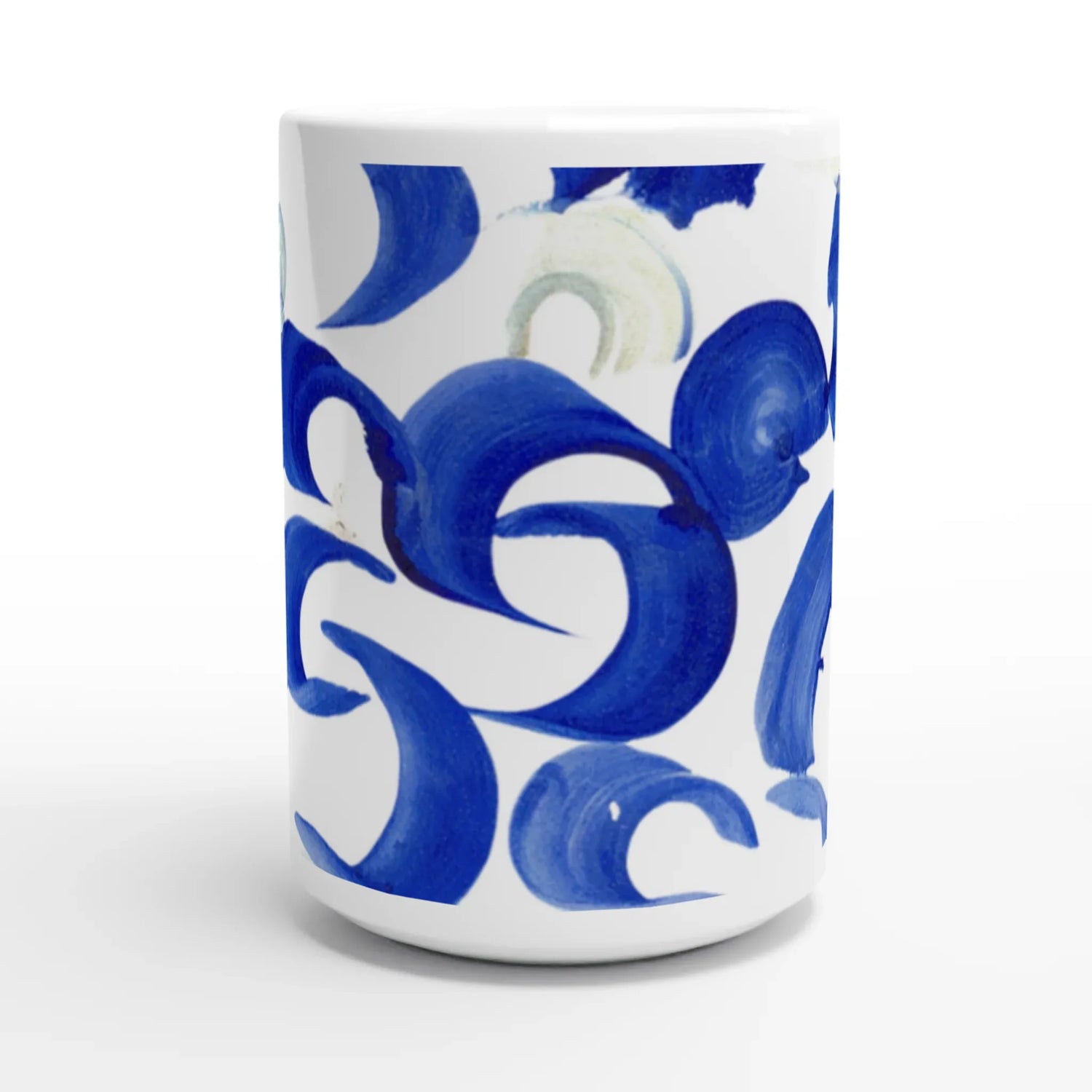 Mug en céramique blanche 44 Blue Swirls – Grand format, design et qualité durable - Laure Leprince - Artiste Peintre