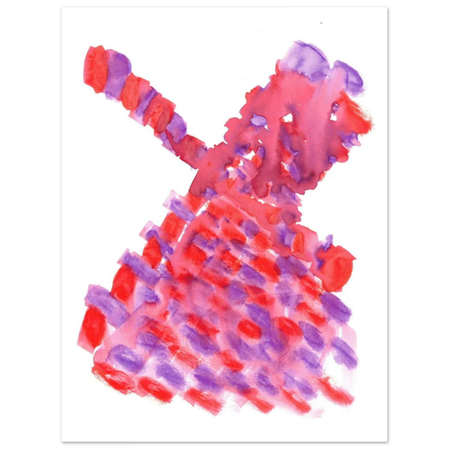 Abstract Watercolor Windmill Premium Matte Poster - Vibrant Red & Purple Art Print for Modern Spaces - Laure Leprince - Artiste Peintre