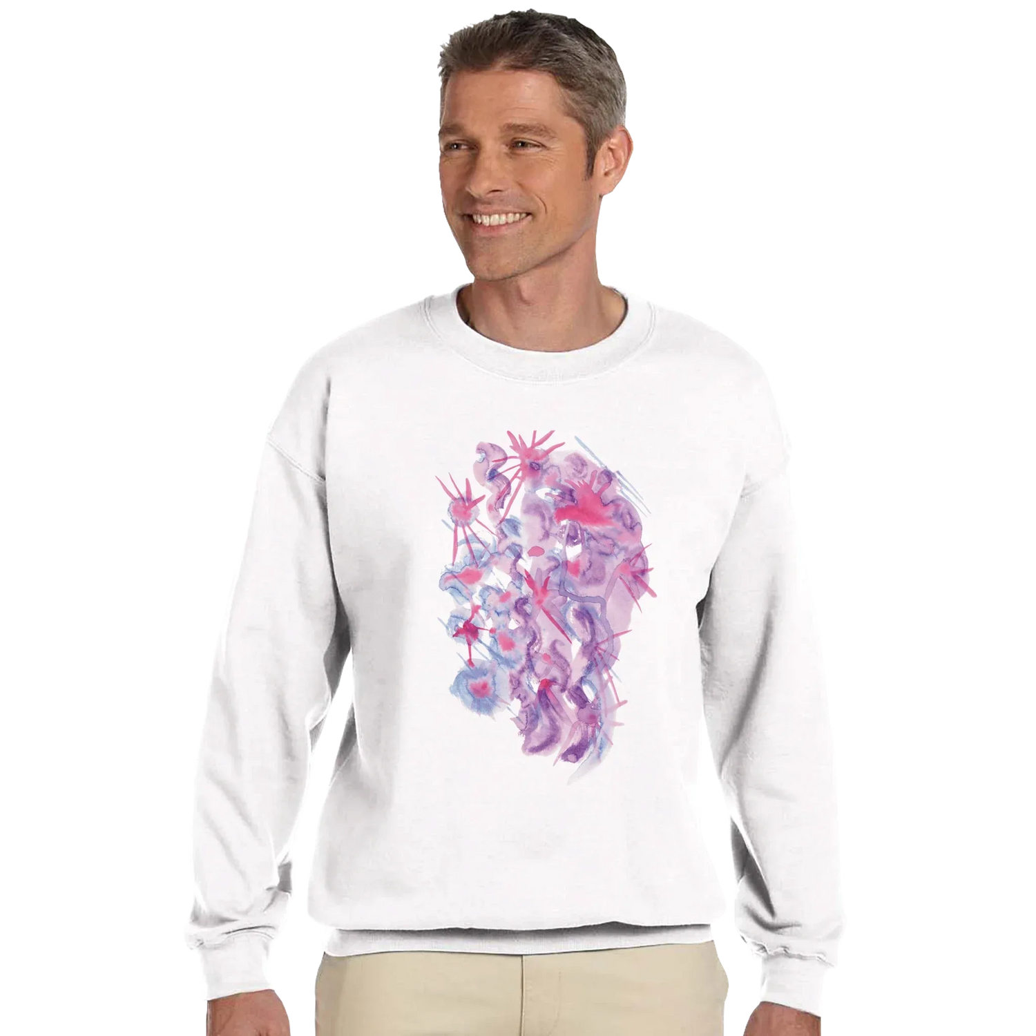 Sweatshirt Unisexe Classique Nebuleuse Pourpre – Impression Artistique Multicolore - Laure Leprince - Artiste Peintre