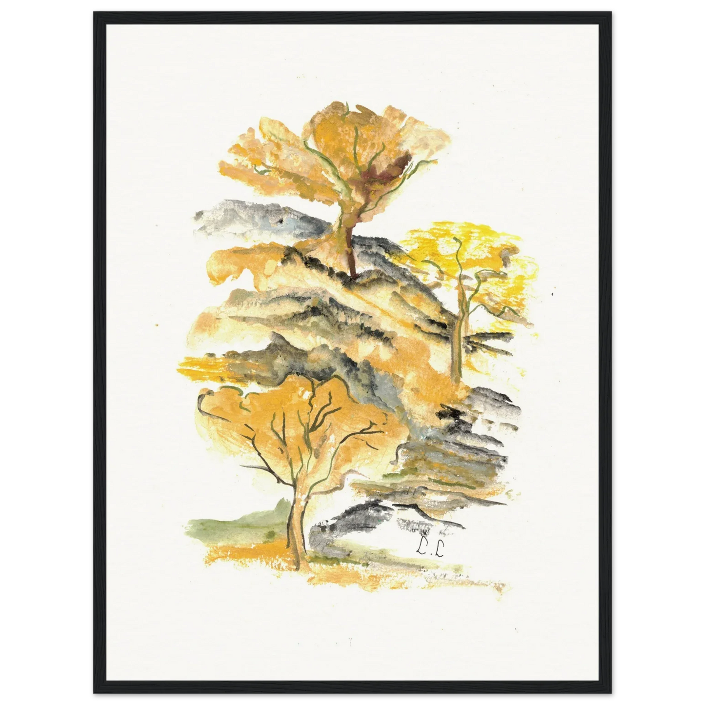 Museum-Quality Matte Paper Wooden Framed Poster Colline d'or - Laure Leprince - Artiste Peintre