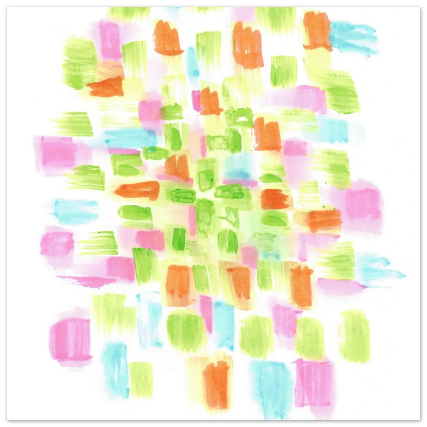 Abstract Watercolor Splash Art Print - Premium Matte Paper Poster with Vibrant Pink & Green Hues - Laure Leprince - Artiste Peintre