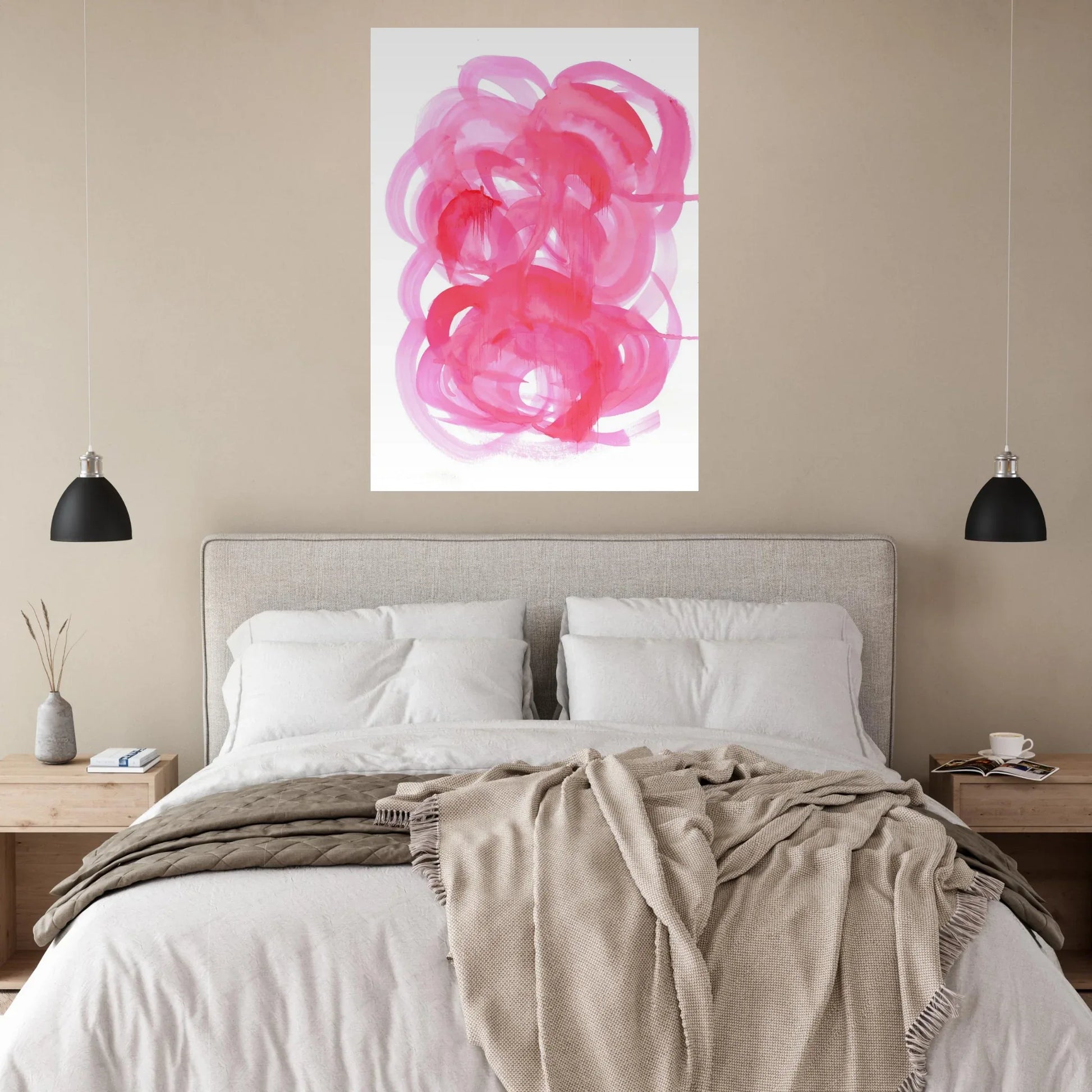 Abstract Pink Swirls Watercolor Poster - Vibrant Modern Art Print on Premium Matte Paper - Laure Leprince - Artiste Peintre