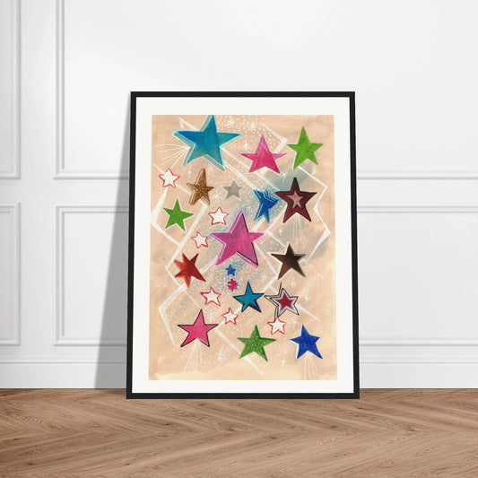 Museum-Quality Matte Paper Wooden Framed Poster Etoiles - Laure Leprince - Artiste Peintre