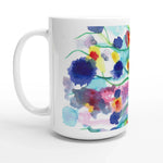 Mug en céramique blanche 44 cl Jardin chromatique – Grand format, design et qualité durable - Laure Leprince - Artiste Peintre