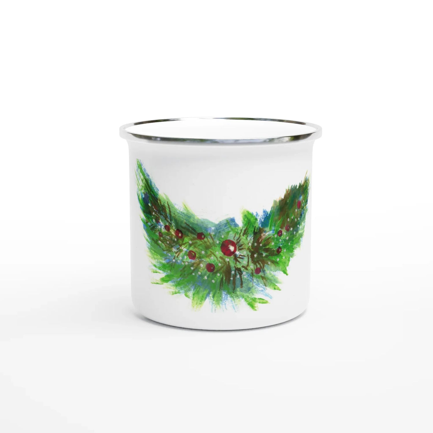 Mug en émail blanc 35 cl Guilrande verte – Léger, vintage et résistant - Laure Leprince - Artiste Peintre