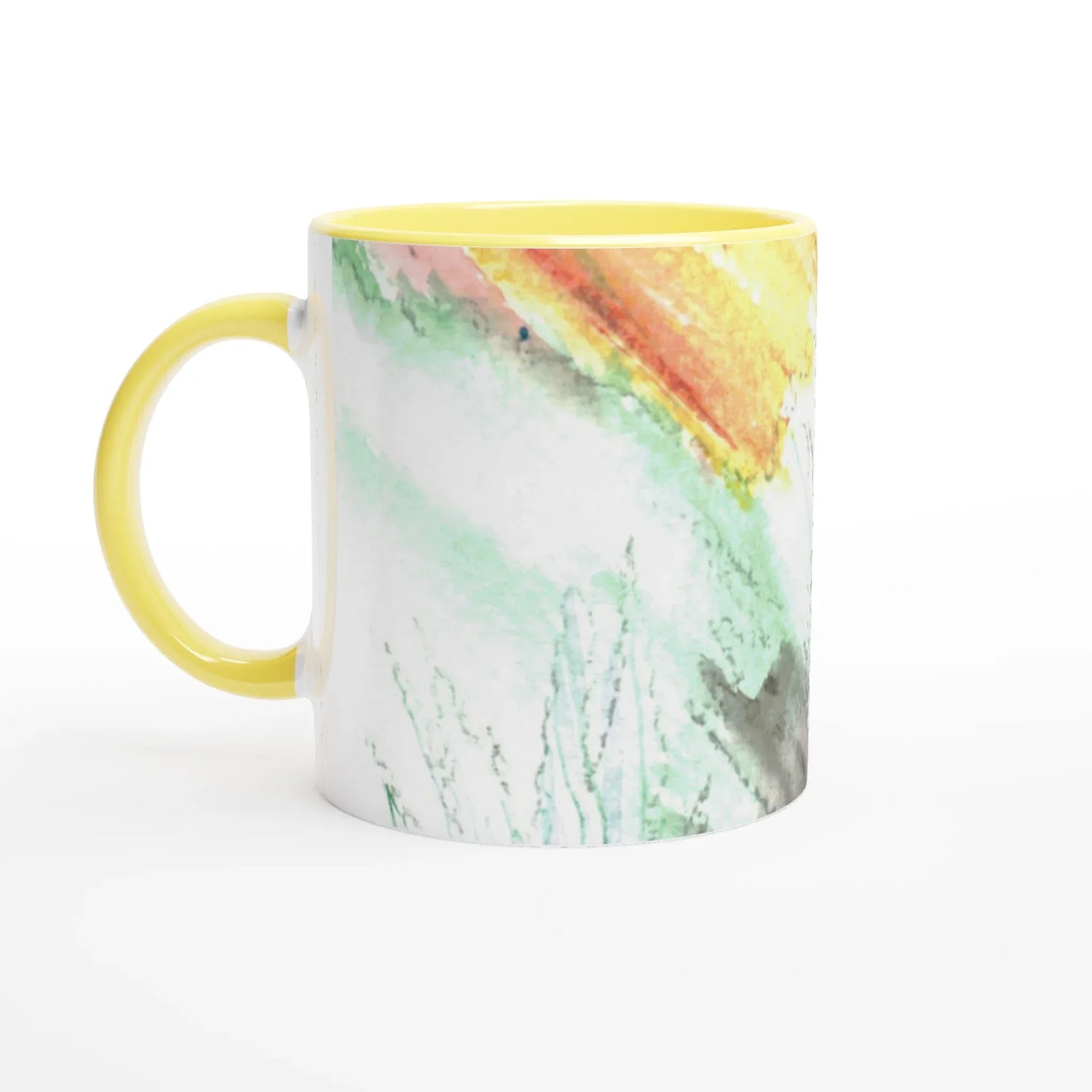 White 11oz Ceramic Mug with Color Inside Lavander Drift - Laure Leprince - Artiste Peintre