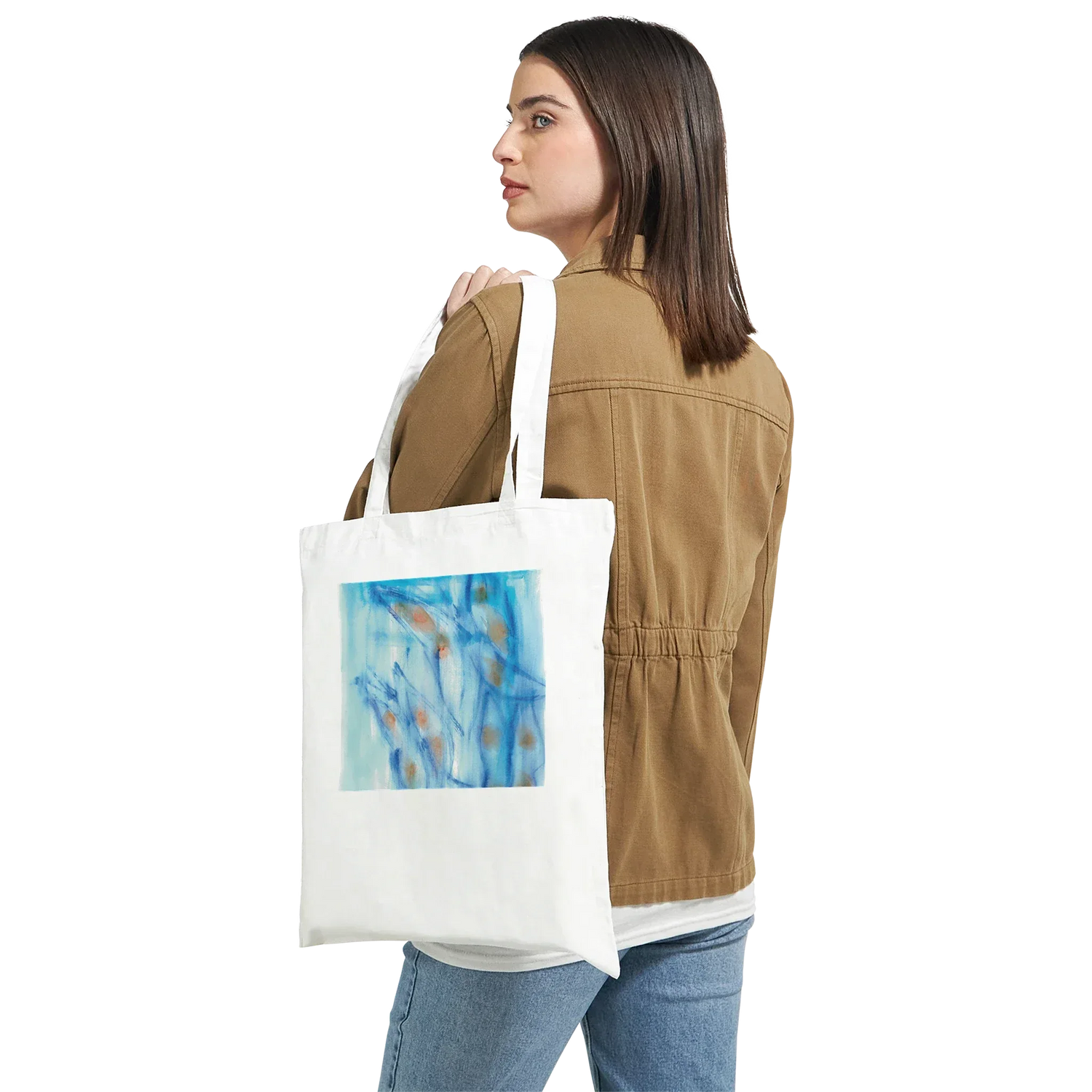 Premium Cotton Tote Bag - Wearable Art Blue Sprouts - Laure Leprince - Artiste Peintre