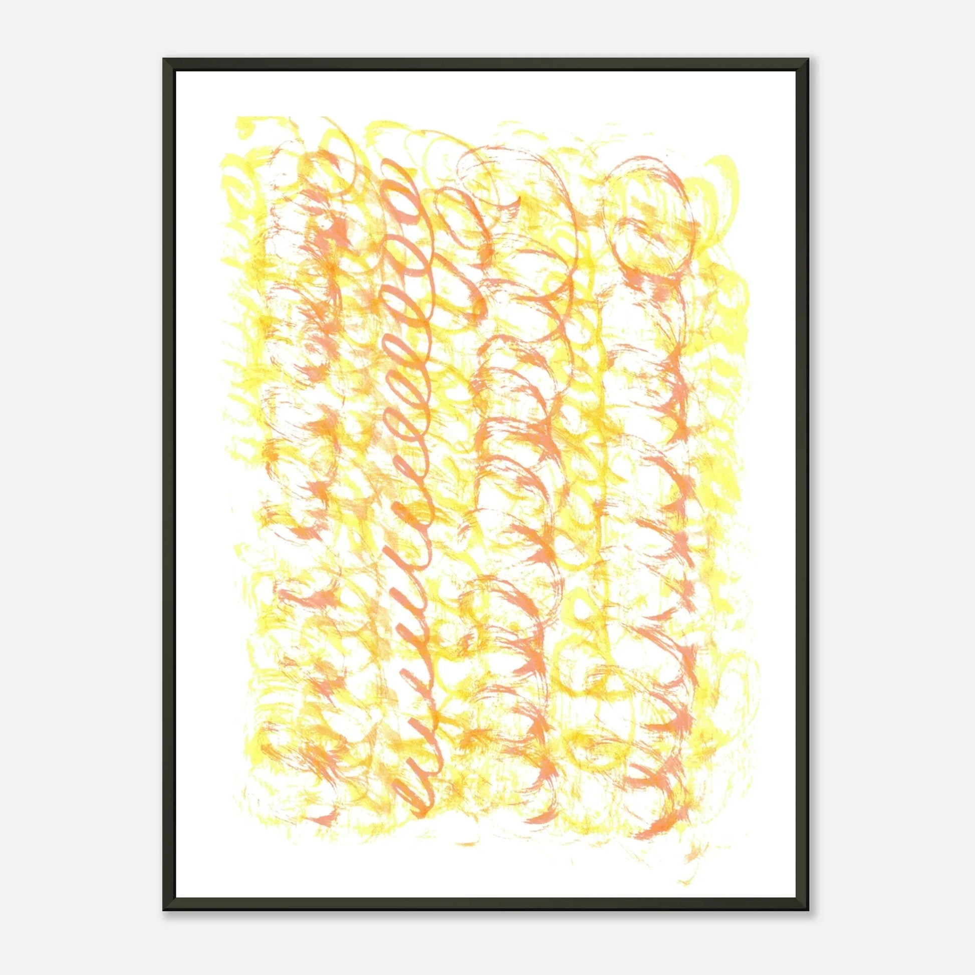 Classic Semi-Glossy Paper Metal Framed Post Yellow Waves - Laure Leprince - Artiste Peintre