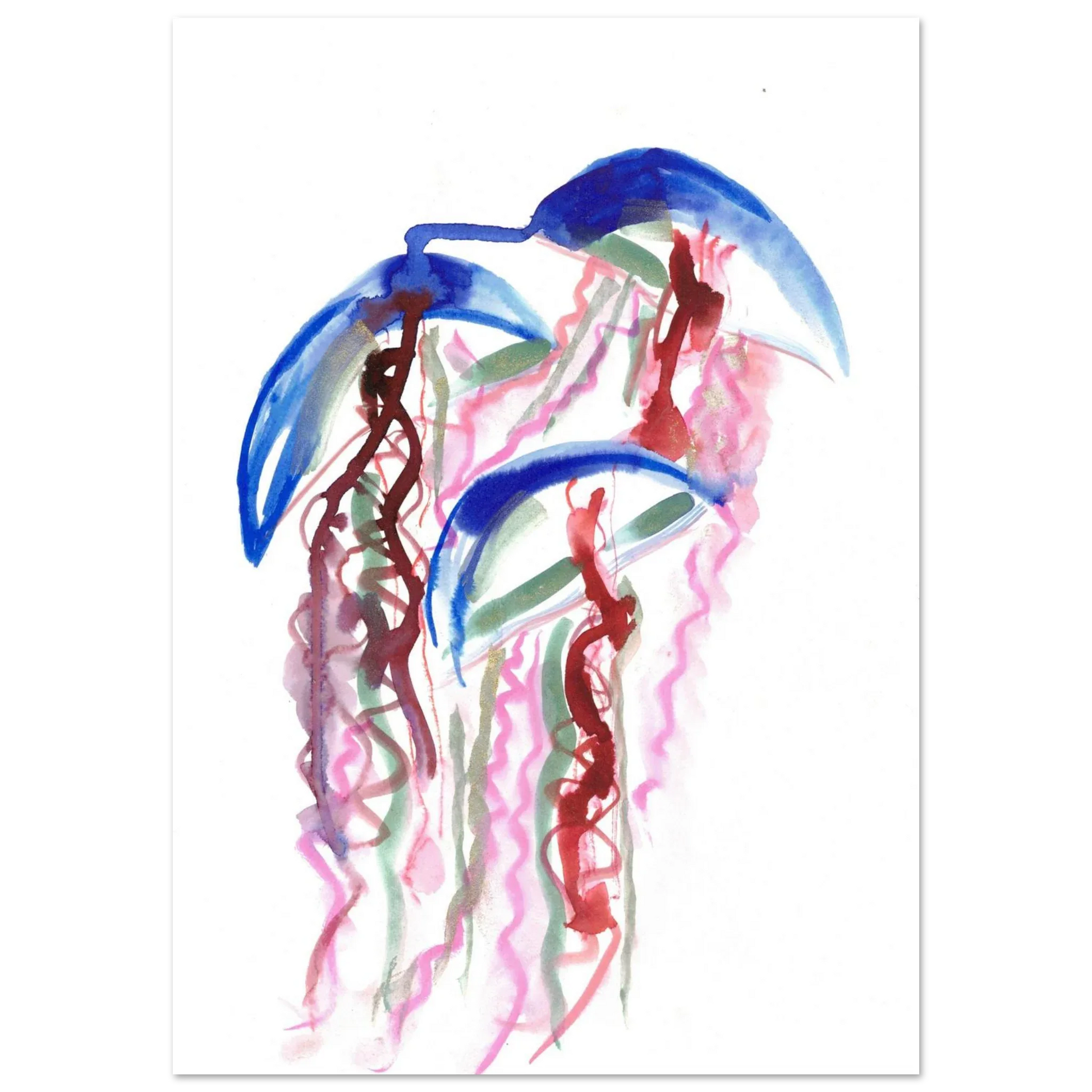 Abstract Jellyfish Dance Premium Matte Paper Poster - Dynamic Watercolor Art - Laure Leprince - Artiste Peintre