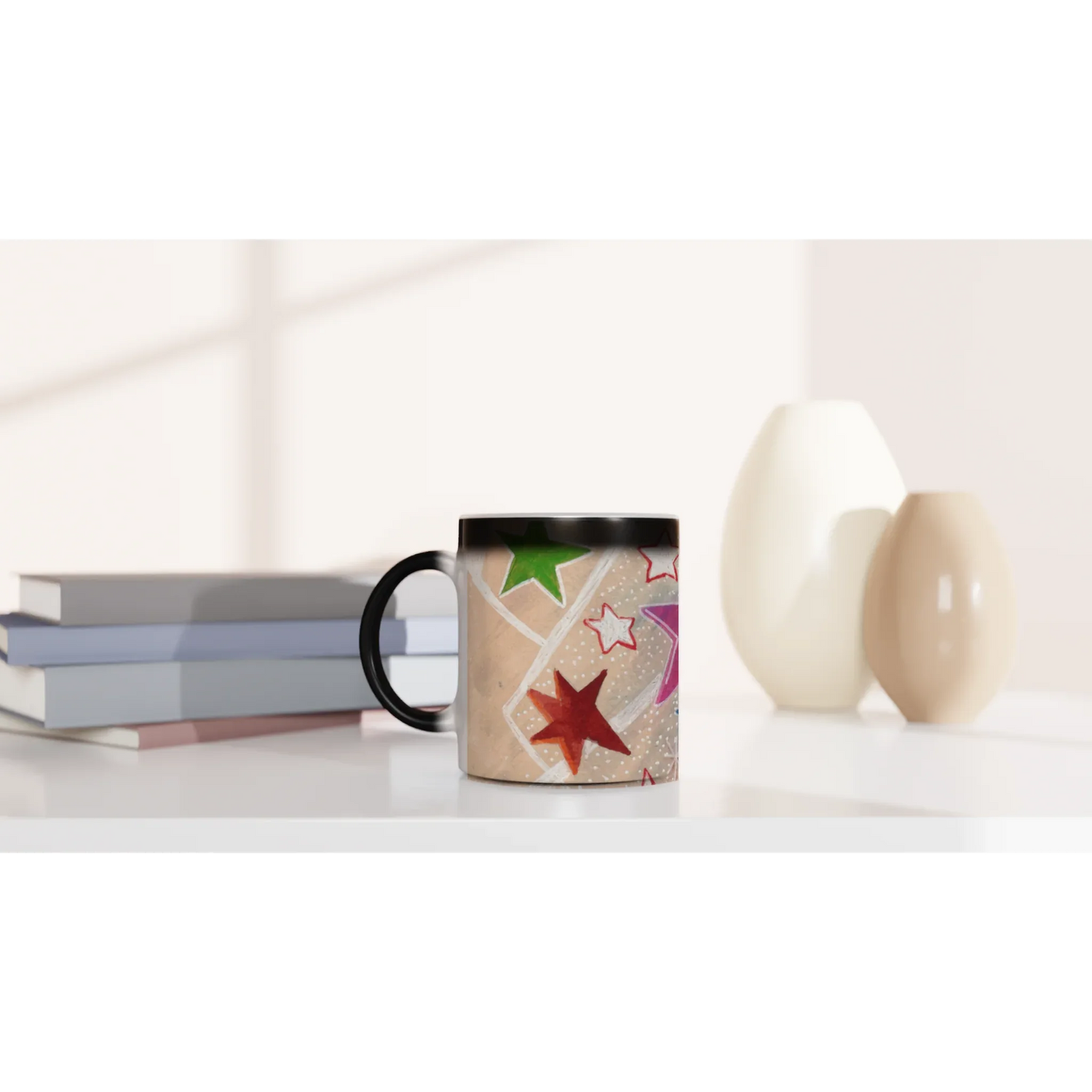 Mug magique en céramique 325 ml Etoiles – Révèlez votre motif à la chaleur - Laure Leprince - Artiste Peintre