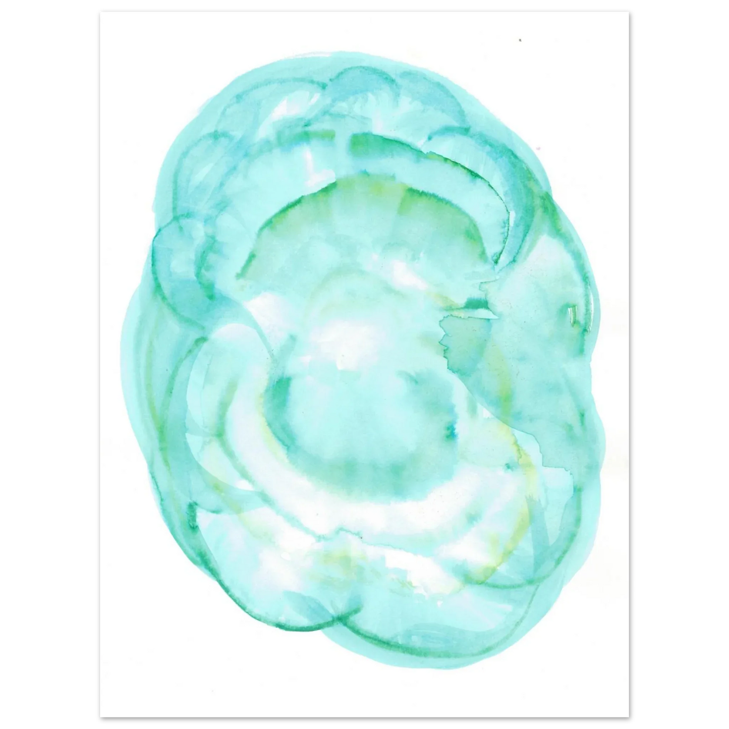 Oceanic Dream Premium Matte Poster - Serene Teal & Green Abstract Watercolor Art - Laure Leprince - Artiste Peintre