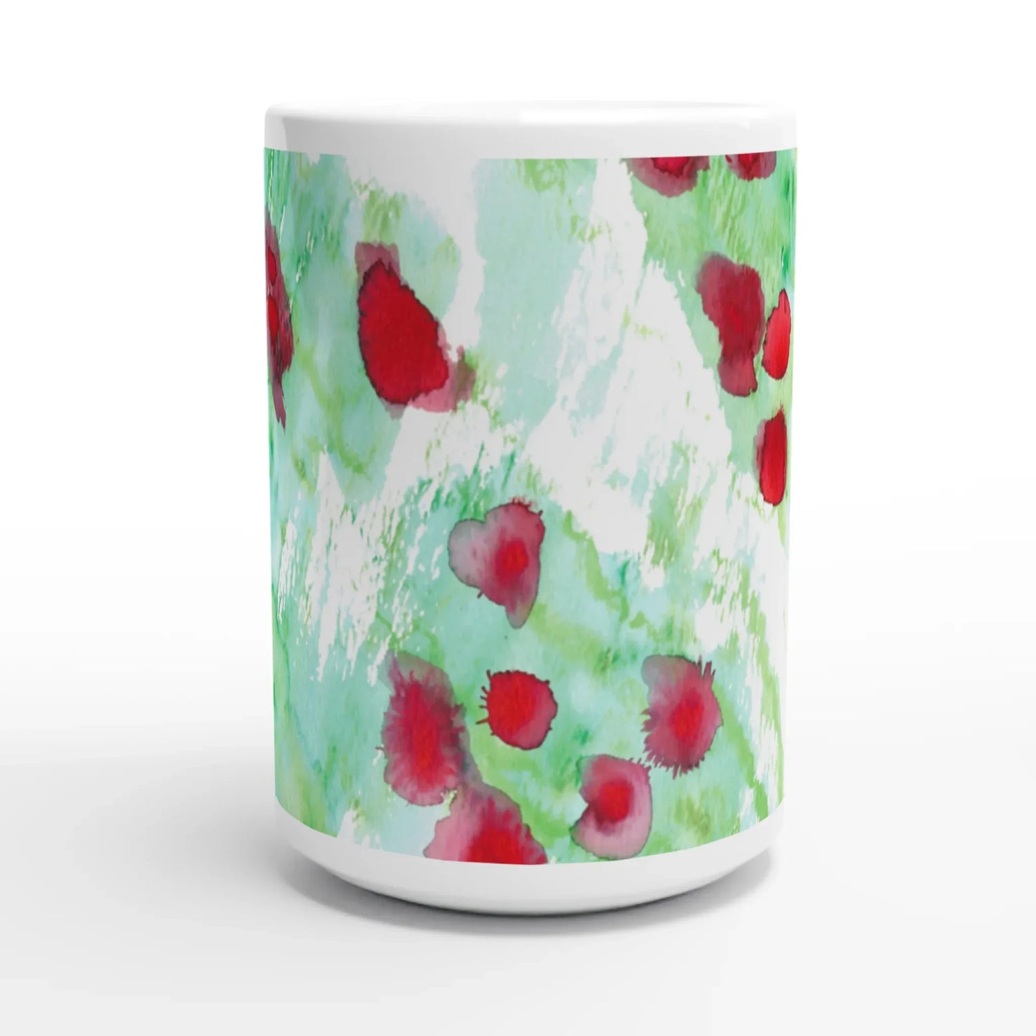 Mug en céramique blanche 44 cl Eclats Rouges – Grand format, design et qualité durable - Laure Leprince - Artiste Peintre