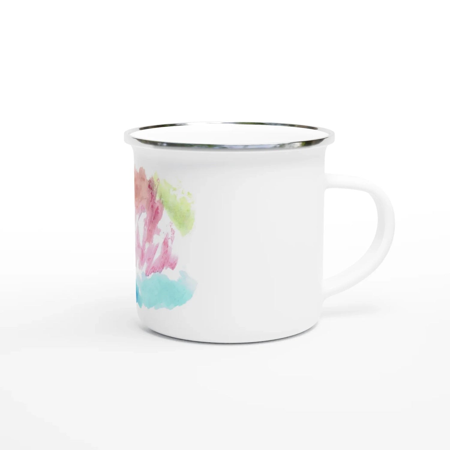 Mug en émail blanc 35 cl Aurore Pastel – Léger, vintage et résistant - Laure Leprince - Artiste Peintre