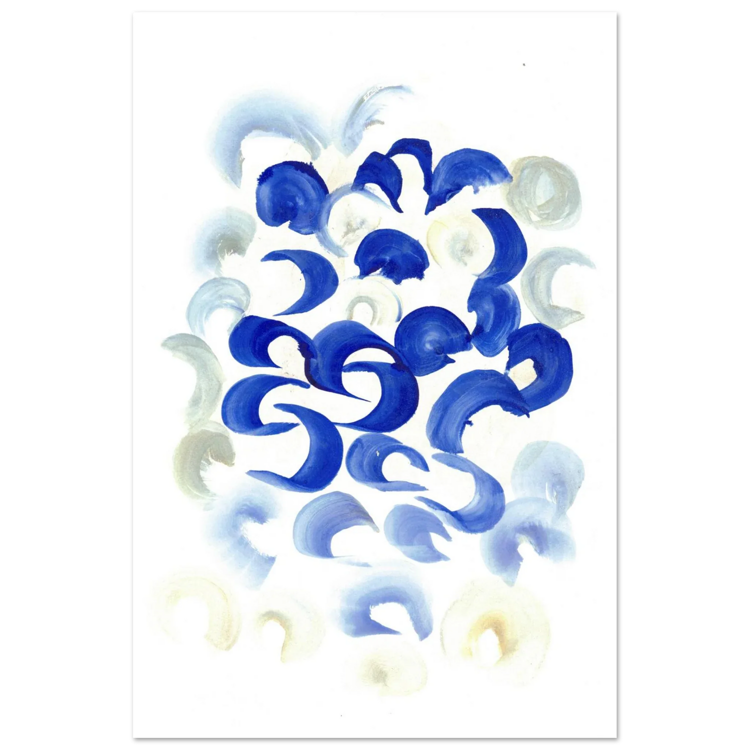 Abstract Swirls in Serene Blue & Beige Premium Matte Paper Poster - Laure Leprince - Artiste Peintre