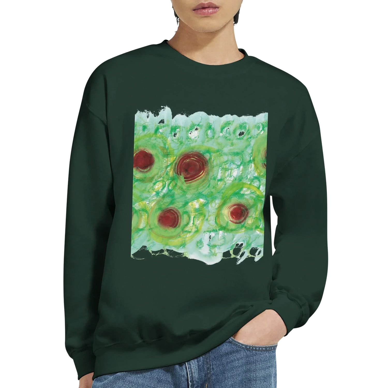 Sweatshirt Unisexe Classique Green Echo – Impression Artistique Multicolore - Laure Leprince - Artiste Peintre