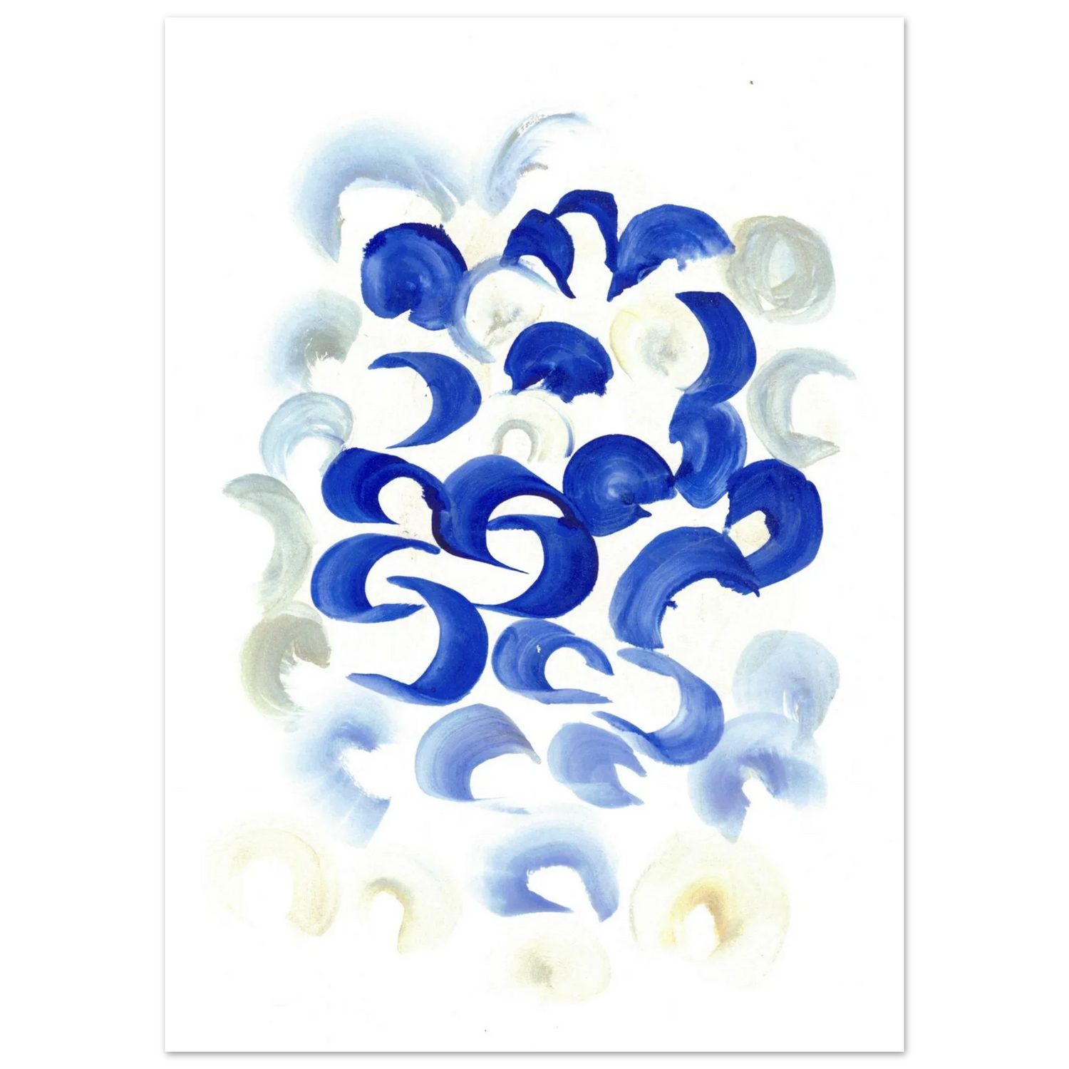 Abstract Swirls in Serene Blue & Beige Premium Matte Paper Poster - Laure Leprince - Artiste Peintre