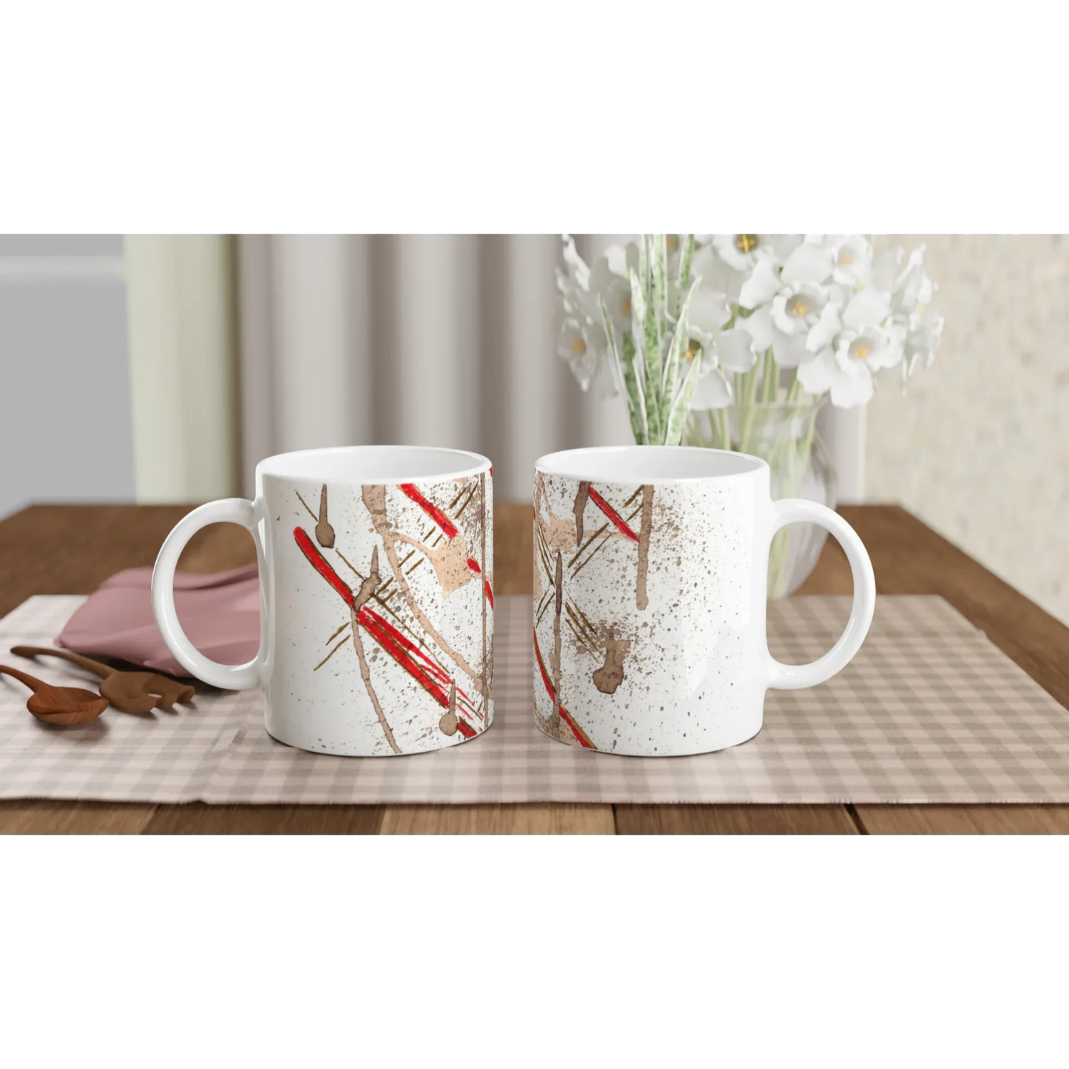 Mug en céramique blanche 325 ml avec intérieur coloré particules – Élégance et originalité au quotidien - Laure Leprince - Artiste Peintre