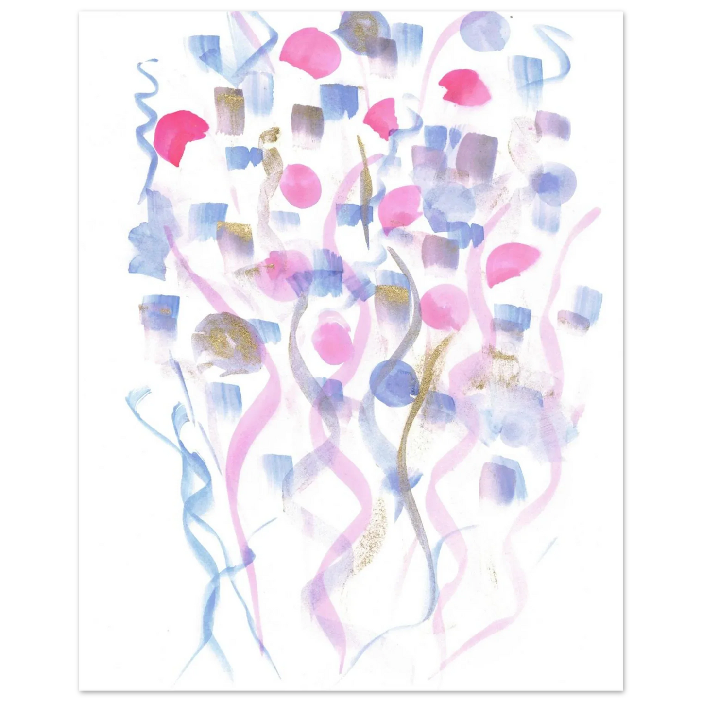 Abstract Watercolor Dreamscape Poster - Pastel Hues & Gold Flecks RDJ3-1 - Laure Leprince - Artiste Peintre