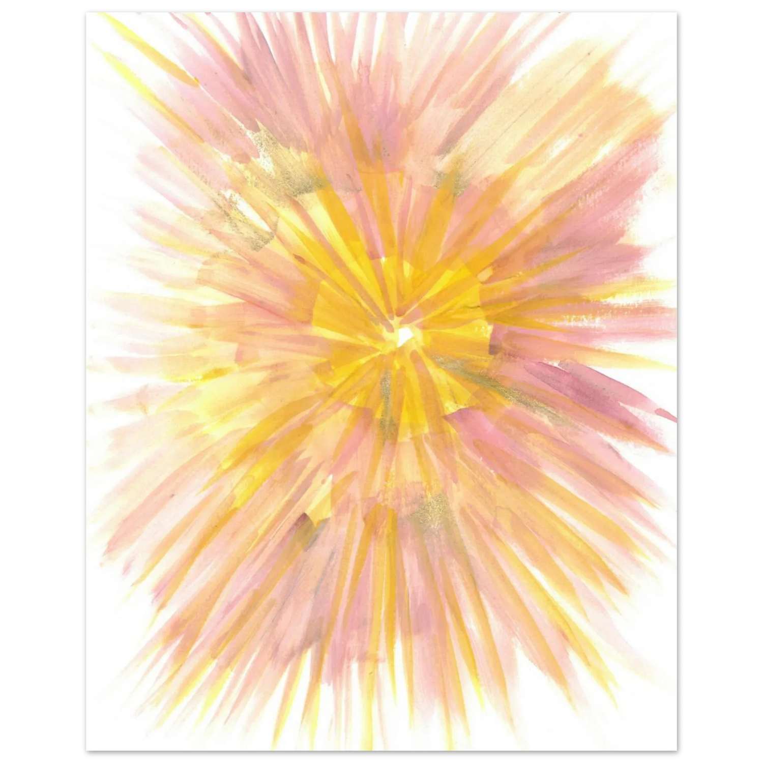Abstract Sunrise Burst Art Print - Premium Matte Paper Poster with Dynamic Watercolor Design - Laure Leprince - Artiste Peintre