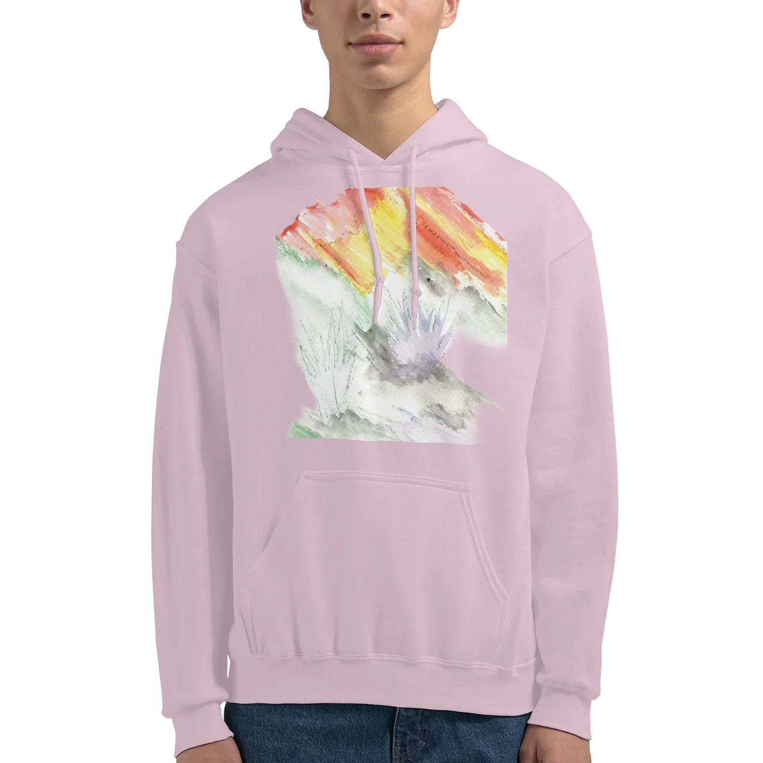 Sweat à capuche unisexe artistiqueLavander Drift| Gildan® 18500 White - Laure Leprince - Artiste Peintre