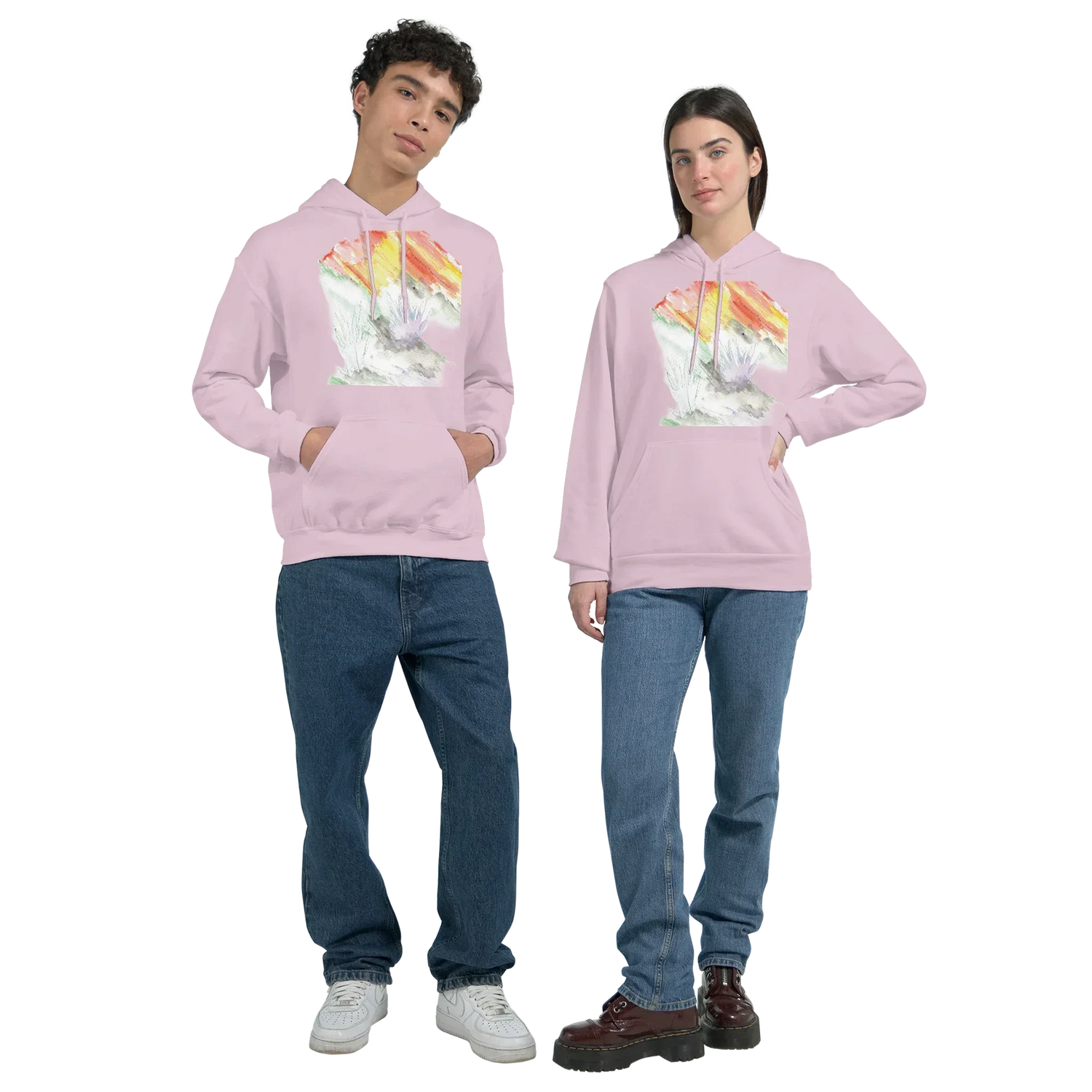 Sweat à capuche unisexe artistiqueLavander Drift| Gildan® 18500 White - Laure Leprince - Artiste Peintre