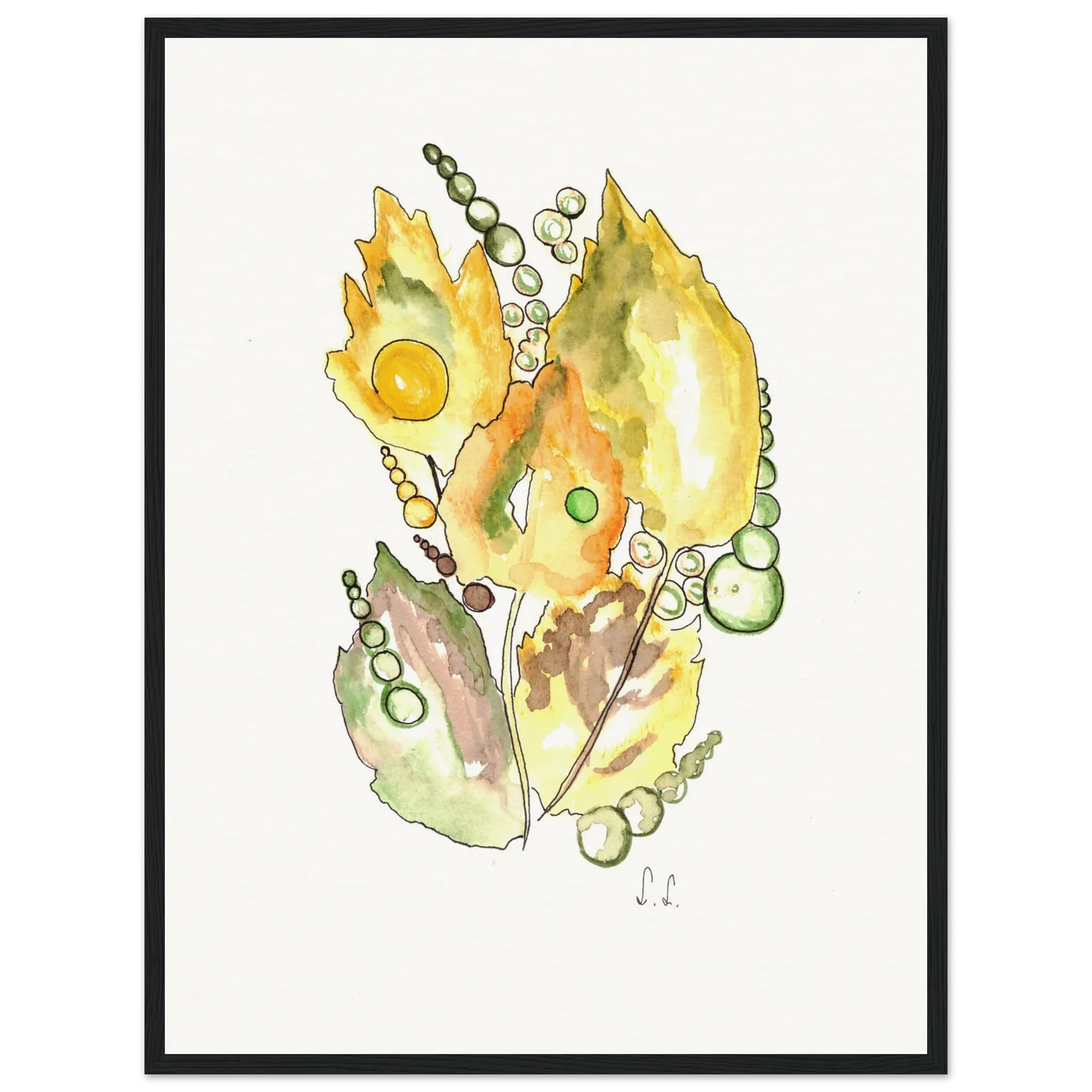 Museum-Quality Matte Paper Wooden Framed Poster Feuillaison - Laure Leprince - Artiste Peintre