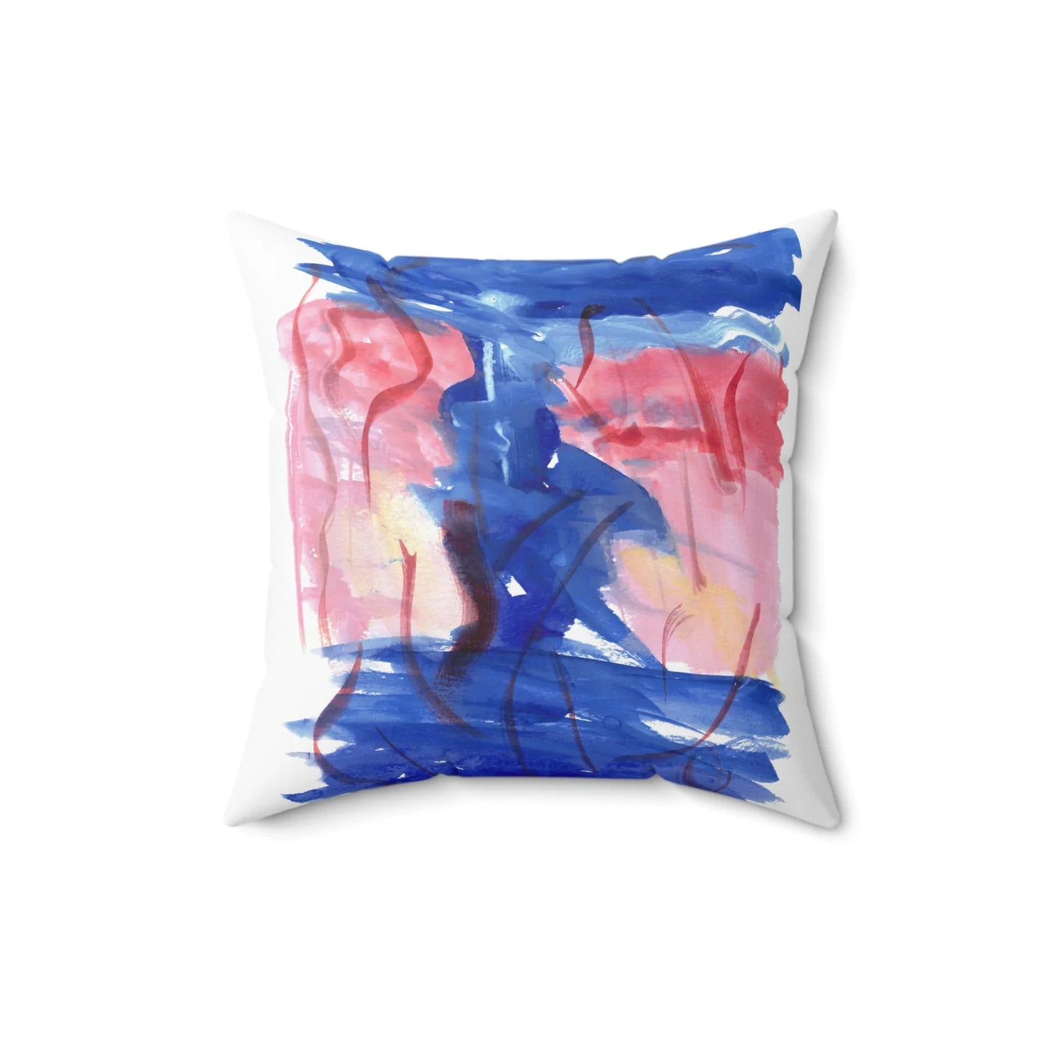 Square Throw Pillow Midnight Siren — Minimal Brushstroke Accent - Laure Leprince - Artiste Peintre