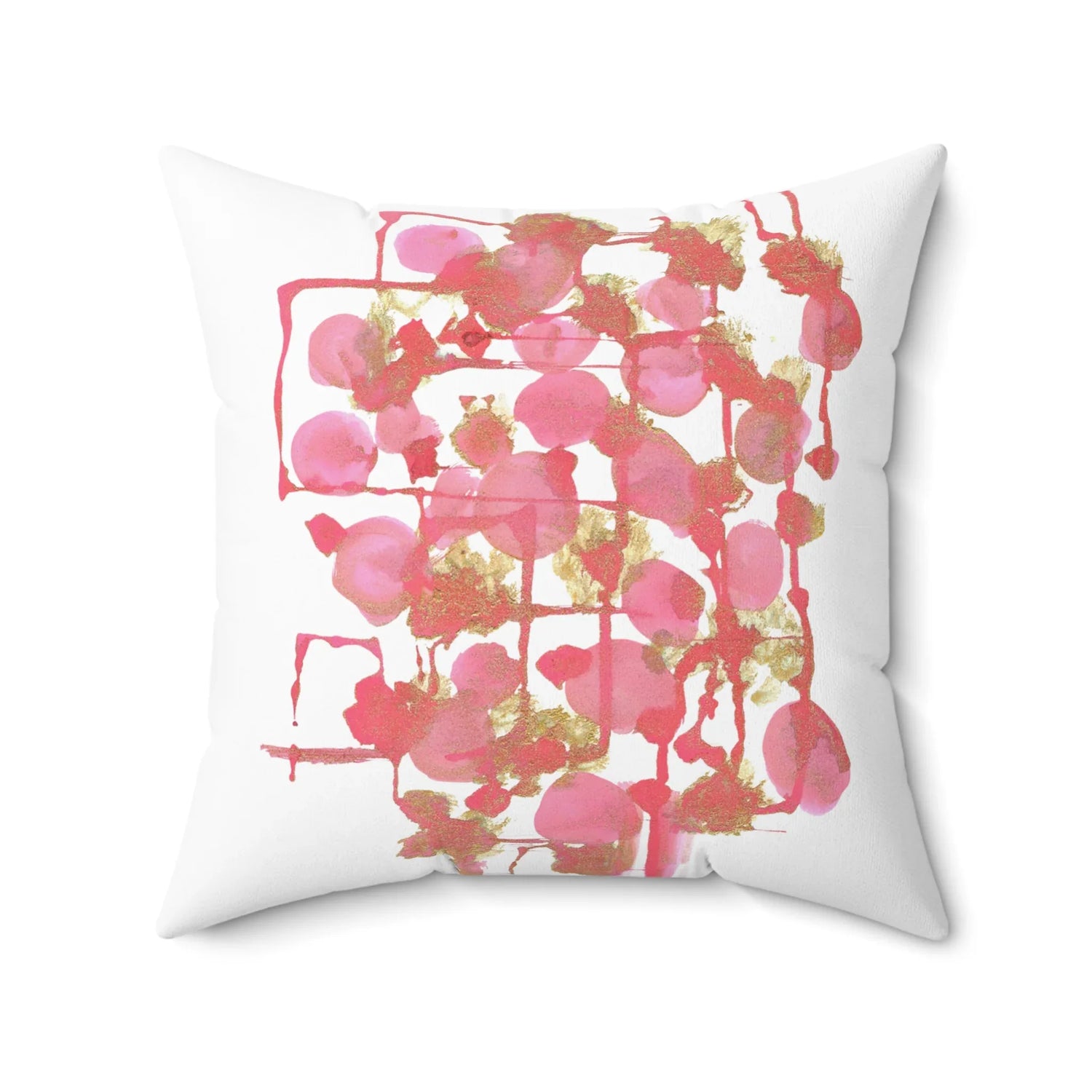 Square Throw Pillow Reseau Framboise— Minimal Brushstroke Accent - Laure Leprince - Artiste Peintre