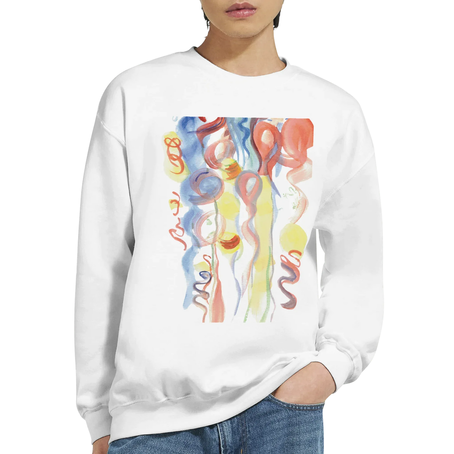 Sweatshirt Unisexe Classique Serpentins – Impression Artistique Multicolore | Premium Cotton Blend - Laure Leprince - Artiste Peintre