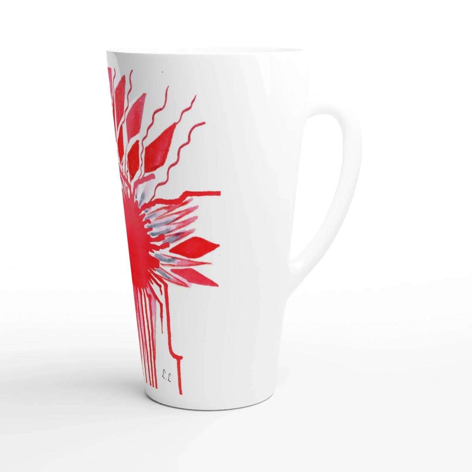 Mug à Latte en Céramique Blanche 500 ml Rouge – Élégant, durable et brillant - Laure Leprince - Artiste Peintre