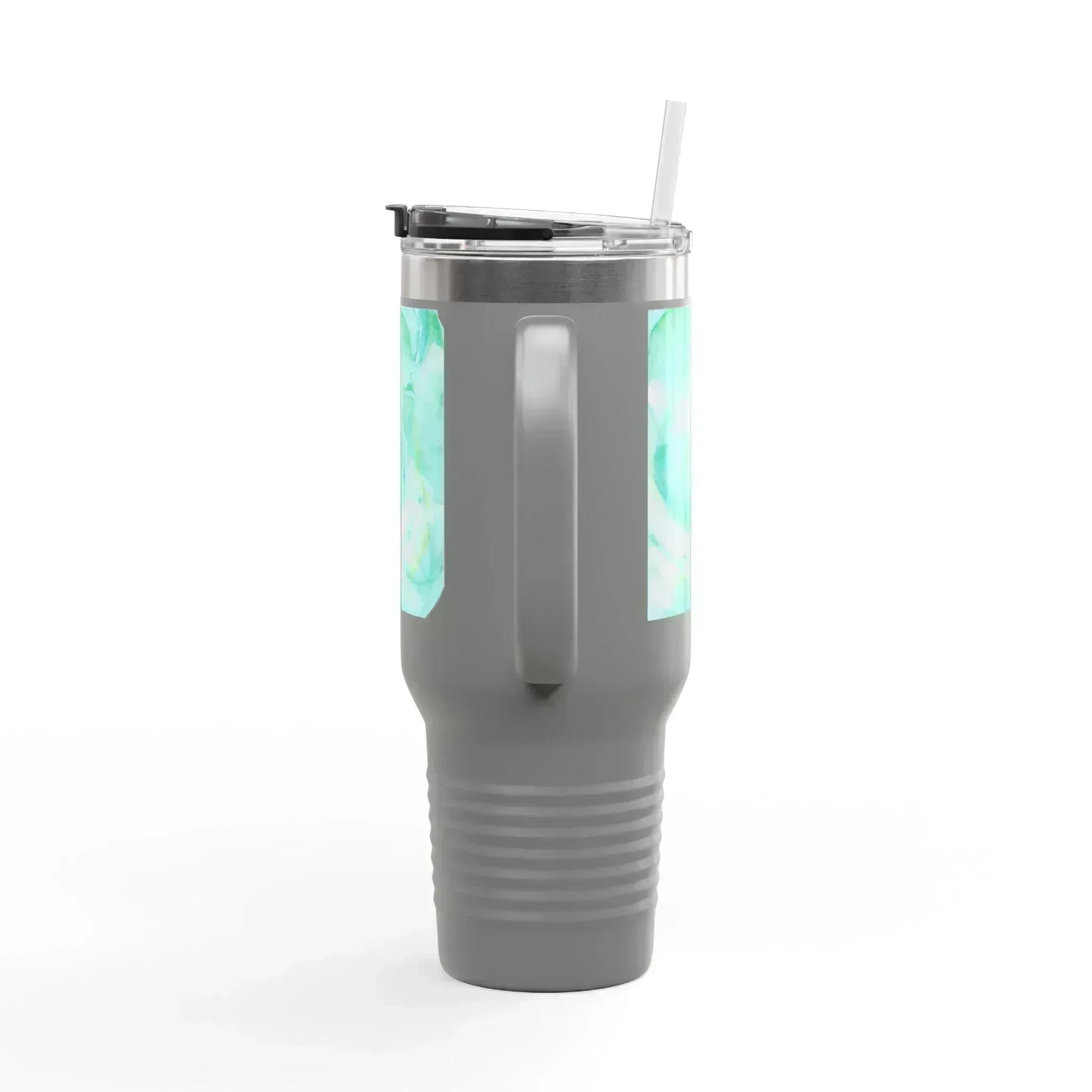 40oz Insulated Travel Mug – Aqua Bloom Watercolor Design - Laure Leprince - Artiste Peintre