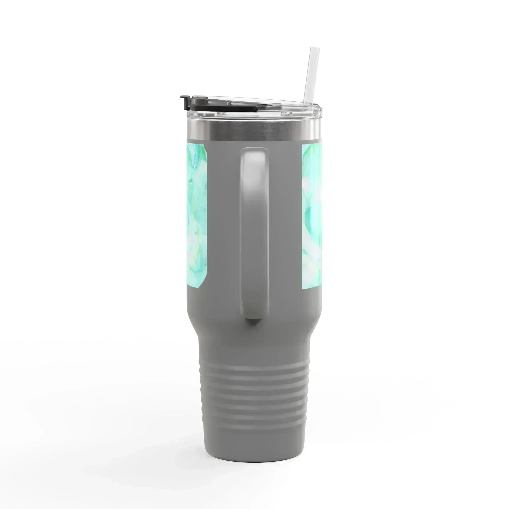 40oz Insulated Travel Mug – Aqua Bloom Watercolor Design - Laure Leprince - Artiste Peintre