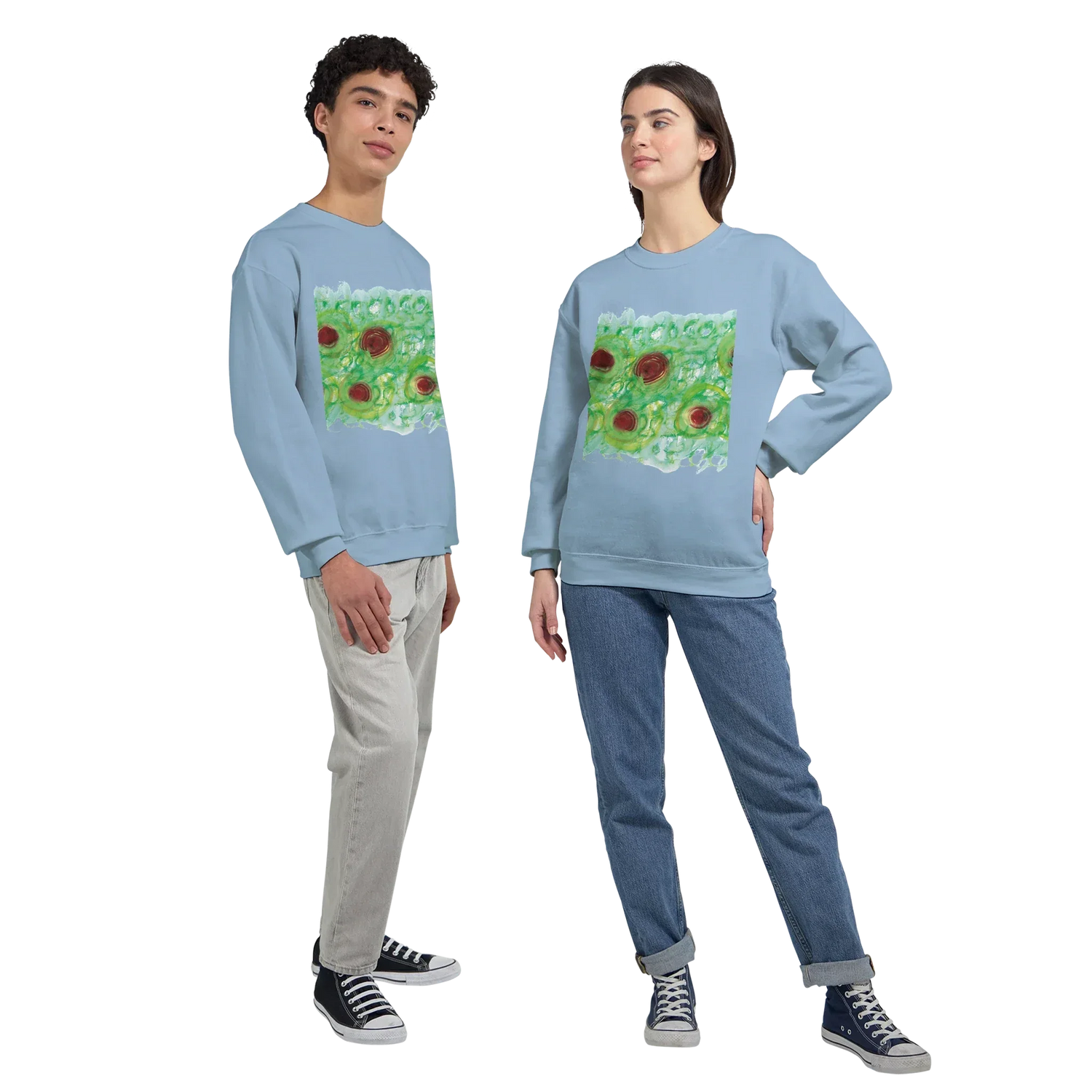 Sweatshirt Unisexe Classique Green Echo – Impression Artistique Multicolore - Laure Leprince - Artiste Peintre