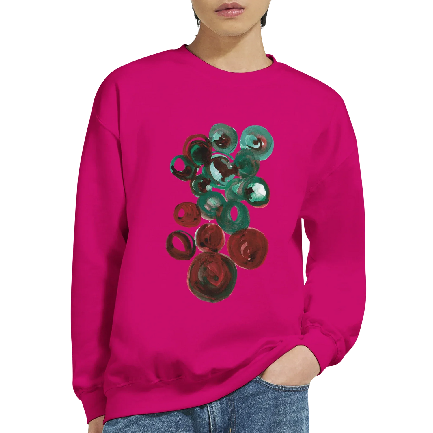 Sweatshirt Unisexe Classique Resonance Emeraude – Impression Artistique Multicolore - Laure Leprince - Artiste Peintre