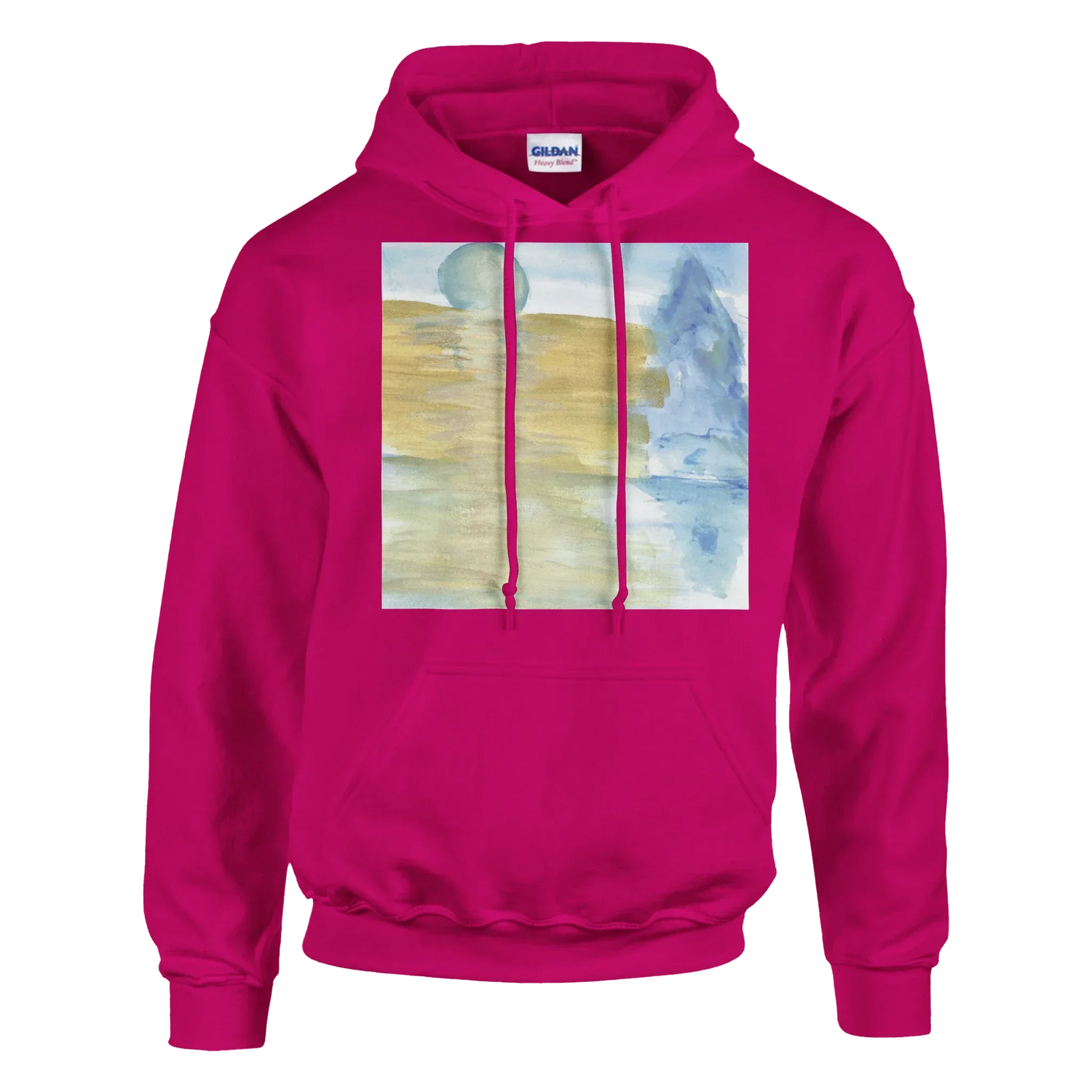 Sweat à capuche unisexe artistique Blue Horizon Gildan® 18500 White - Laure Leprince - Artiste Peintre