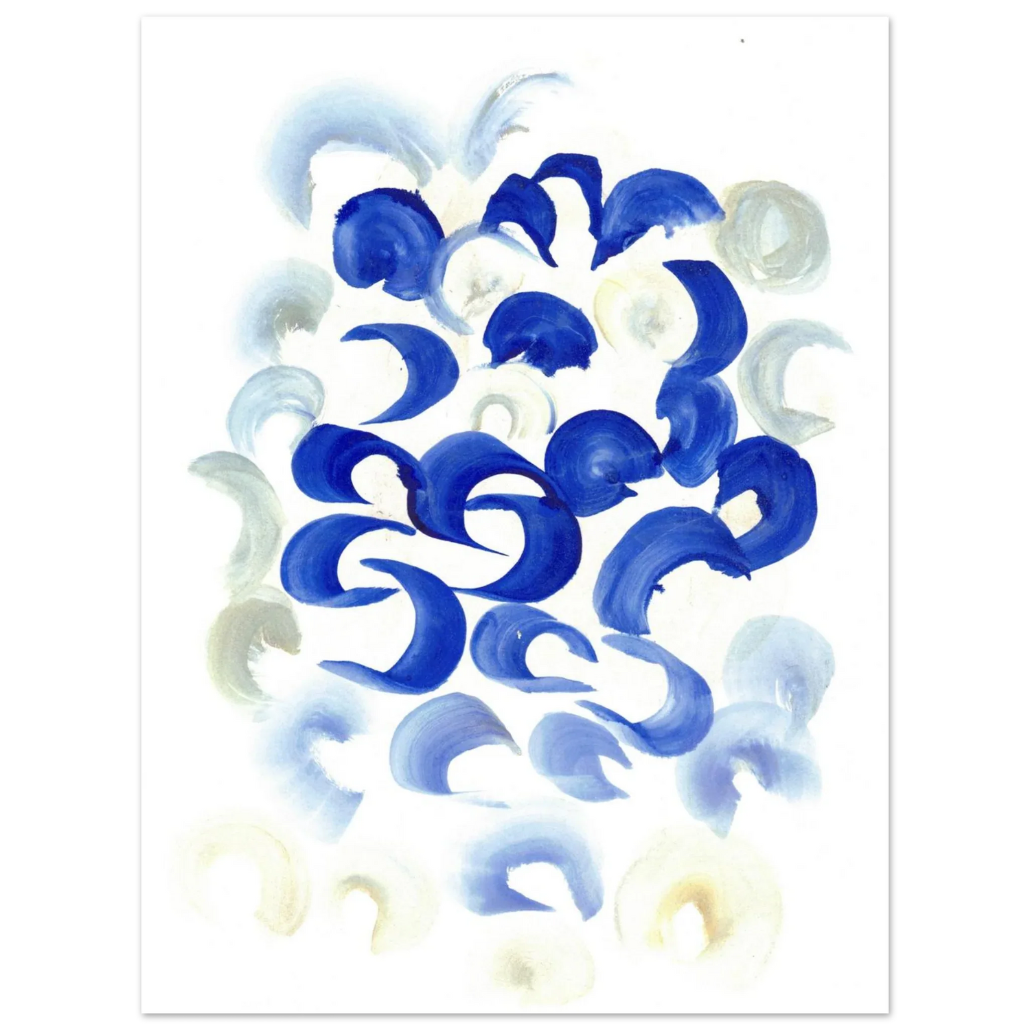 Abstract Swirls in Serene Blue & Beige Premium Matte Paper Poster - Laure Leprince - Artiste Peintre