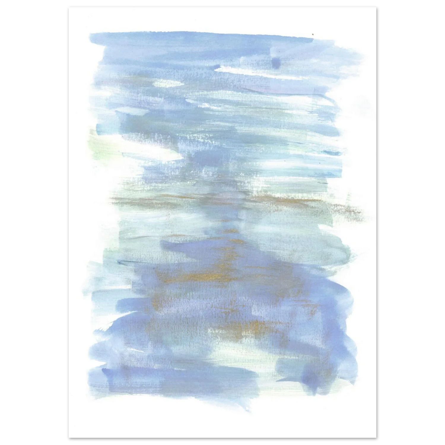 Abstract Horizon Watercolor Art Print - Serene Blue & Gold Matte Paper Poster for Modern Spaces - Laure Leprince - Artiste Peintre