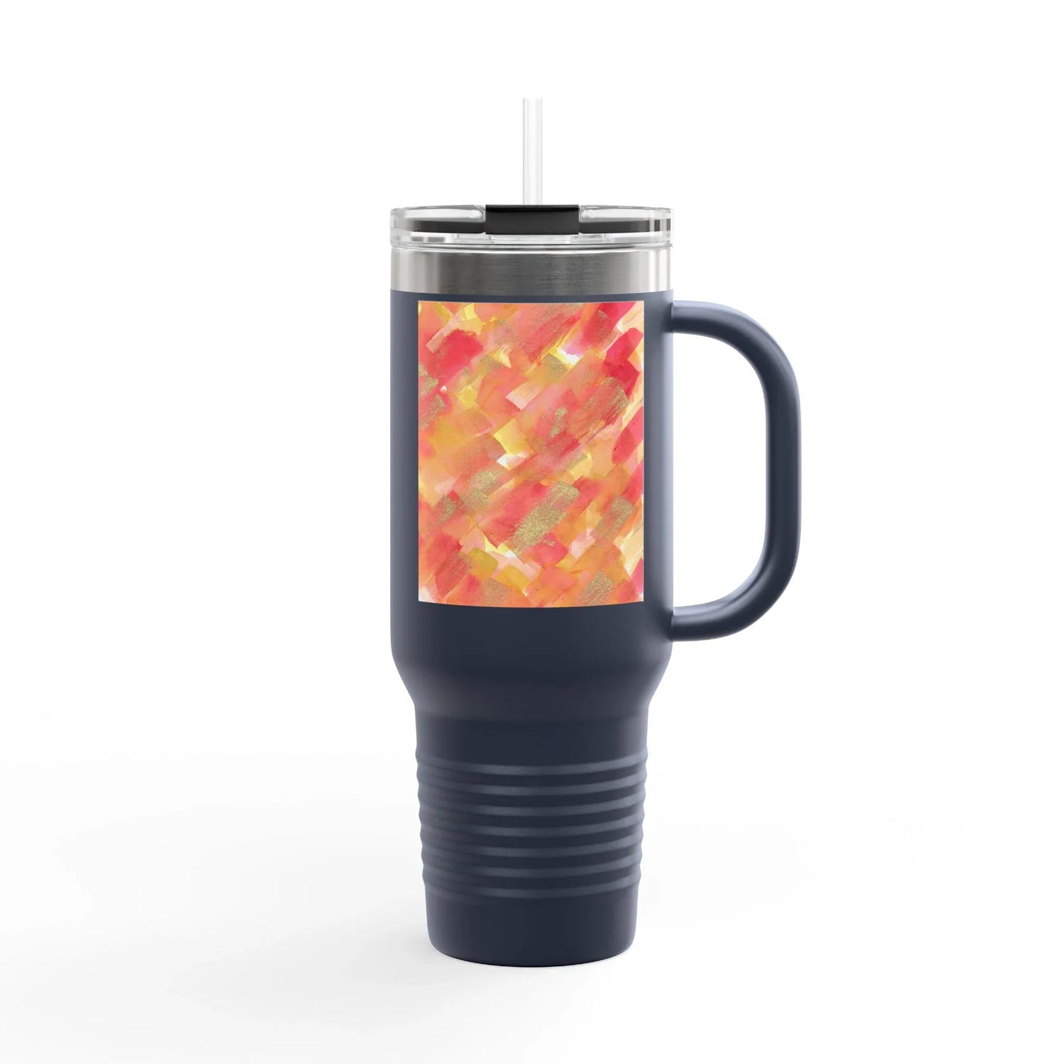 40oz Insulated Travel Mug – Sunset Ember Watercolor Design - Laure Leprince - Artiste Peintre